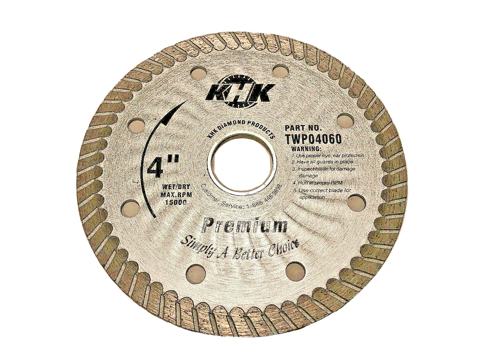 4" Premium Wave Core Turbo Rim Diamond Saw Blade Wet/Dry Fast Stones Cutting