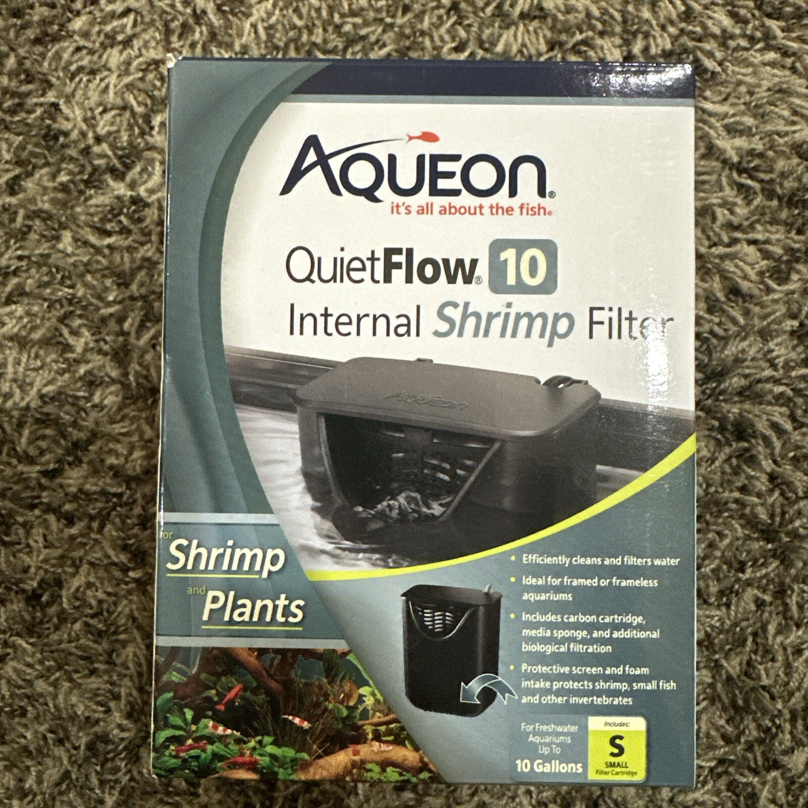 Aqueon QuietFlow 10 Internal Shrimp Filter (for 10 Gallon Tanks) #895