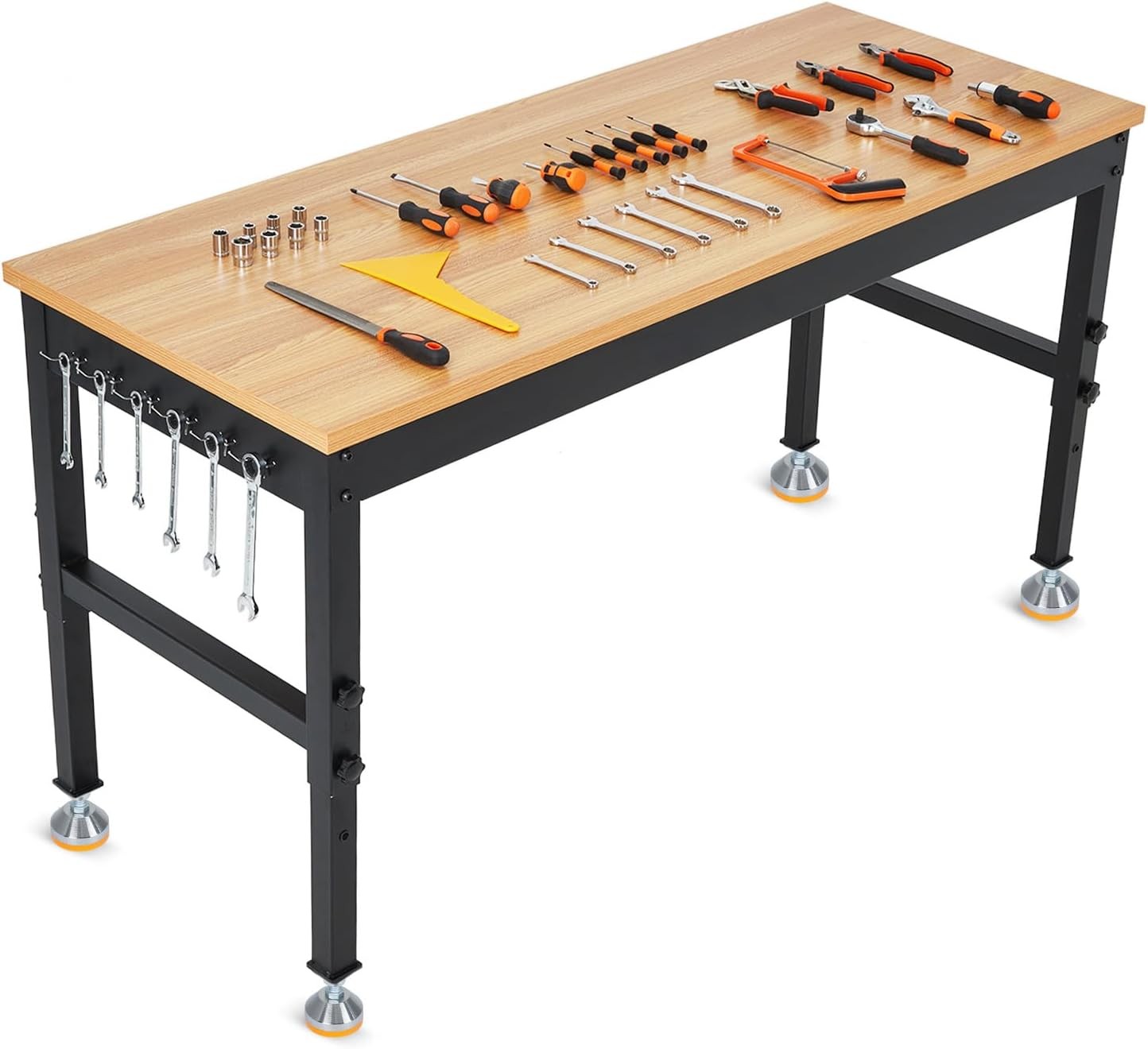 Garage Workbench 60in Adjustable Tool Bench w/ Power Outlet Heavy Duty