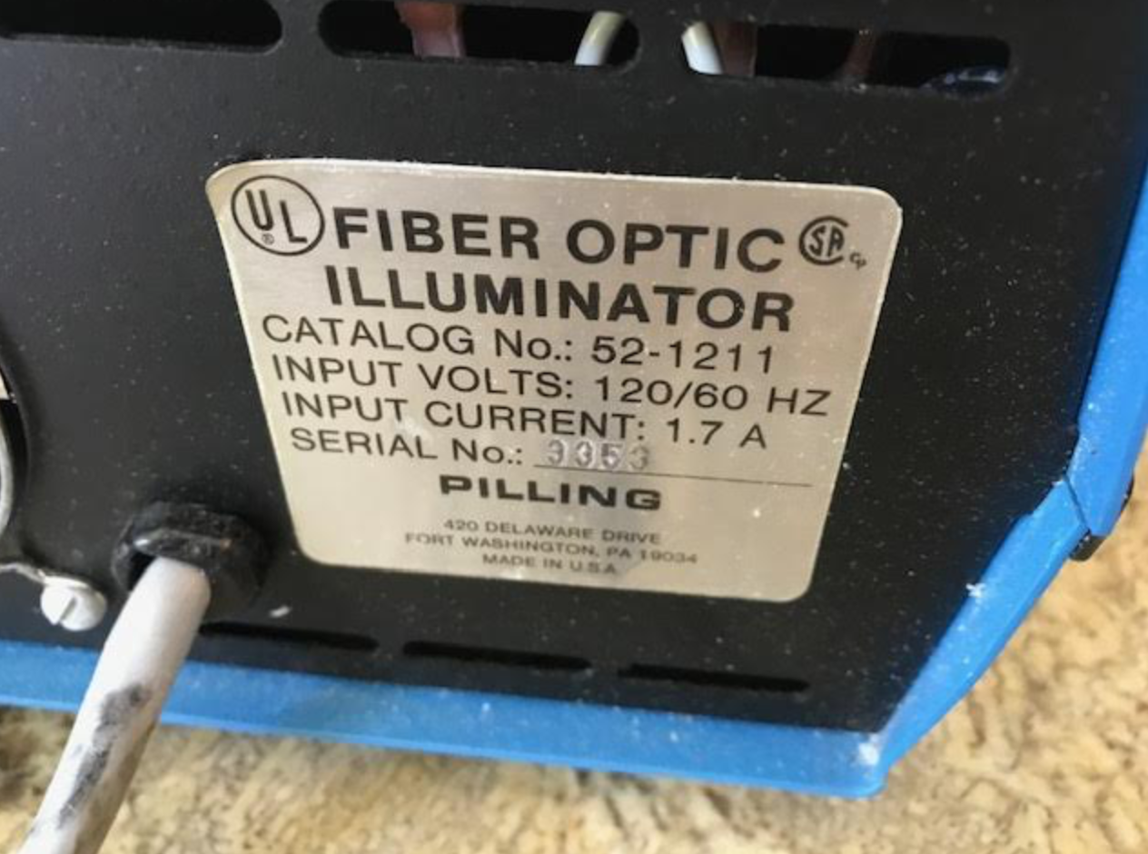 Pilling 52-1211 Illuminator Fiber Optic Light Source 120V 1.7A