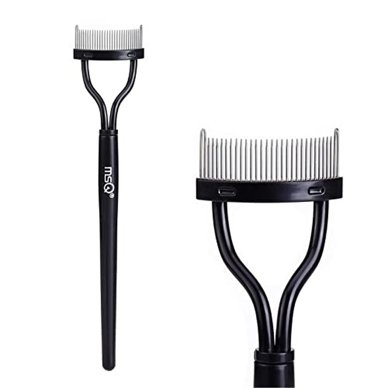 Black Eyelash Comb & Eyebrow Brush: Mascara Applicator & Definer with Comb Cover