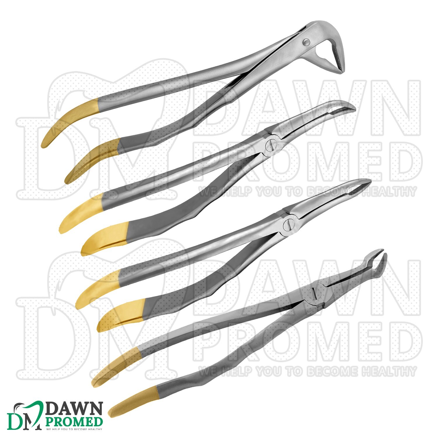 4 Pcs TC Extracting Forceps Root Tip Set Dental Extraction Instruments German Gr
