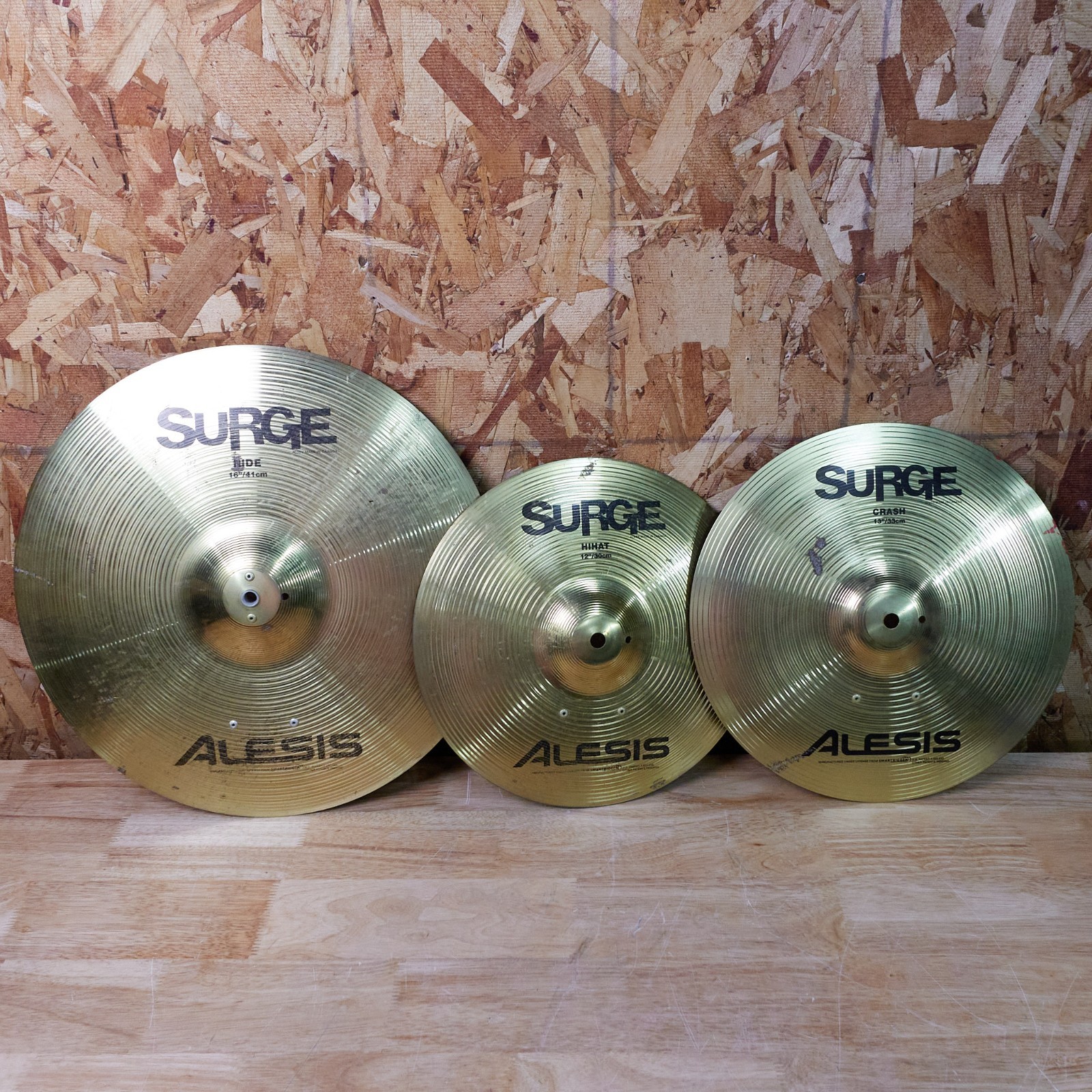 Lot of 3 Alesis Surge 12” Hi Hat, 16" Ride, & 13" Crash Cymbals