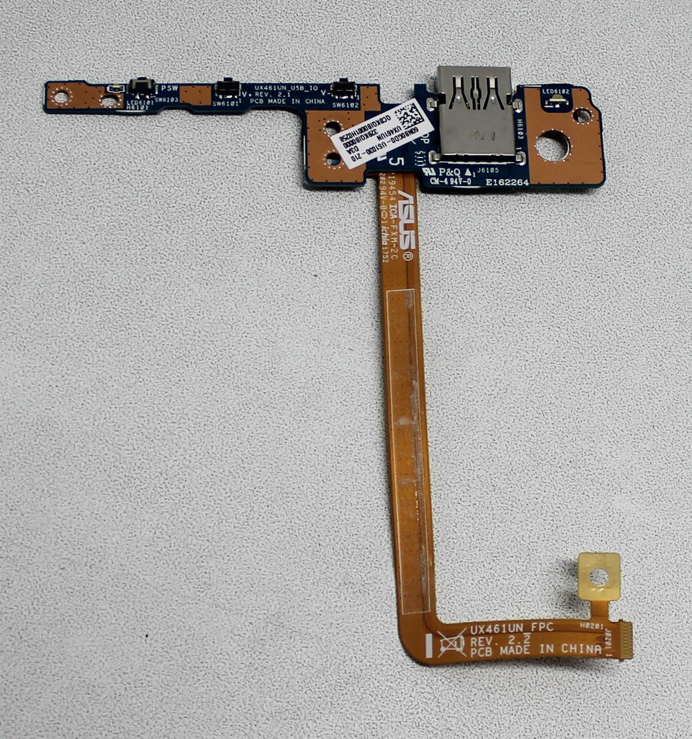 60NB0GD0-US1030 Asus Usb Board W/Cableux461Ua-1A Zenbook Ux461U "GRADE A"