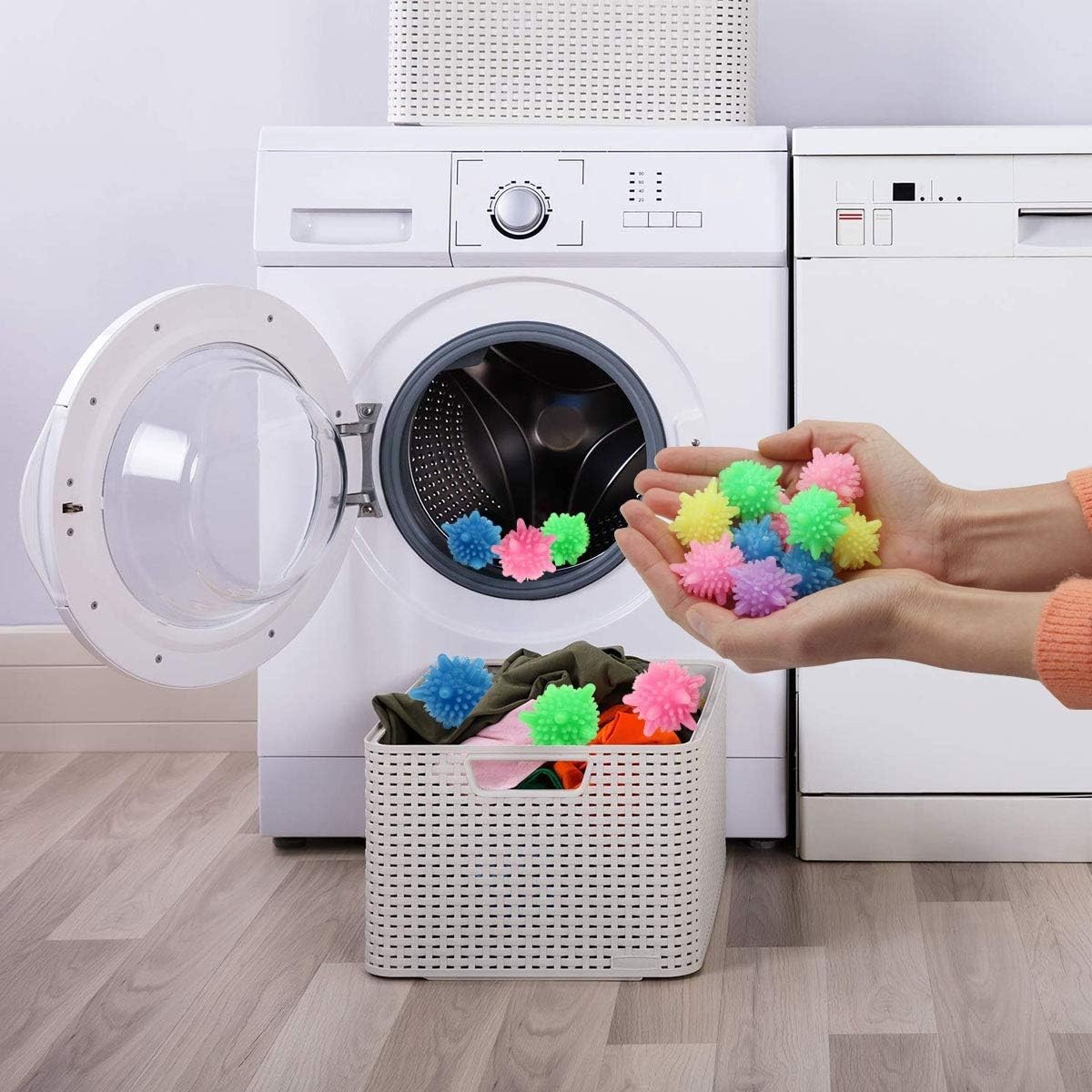 Brightly Colored Reusable Laundry Balls - Efficient 15 Pack for Machine Wash