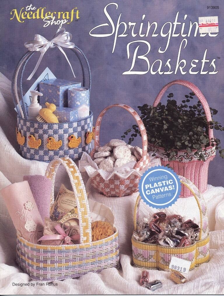 THE NEEDLECRAFT SHOP PLASTIC CANVAS SPRINGTIME BASKETS 5 DESIGNS OOP 1991