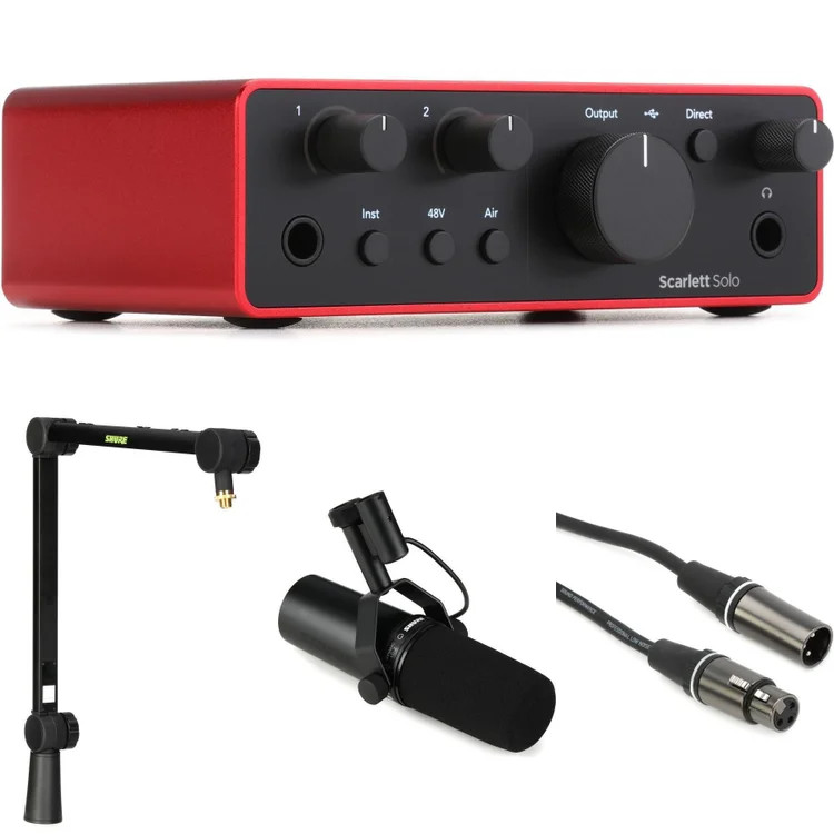 Focusrite Scarlett Solo 4th Gen USB Audio Interface and Shure SM7dB Microphone