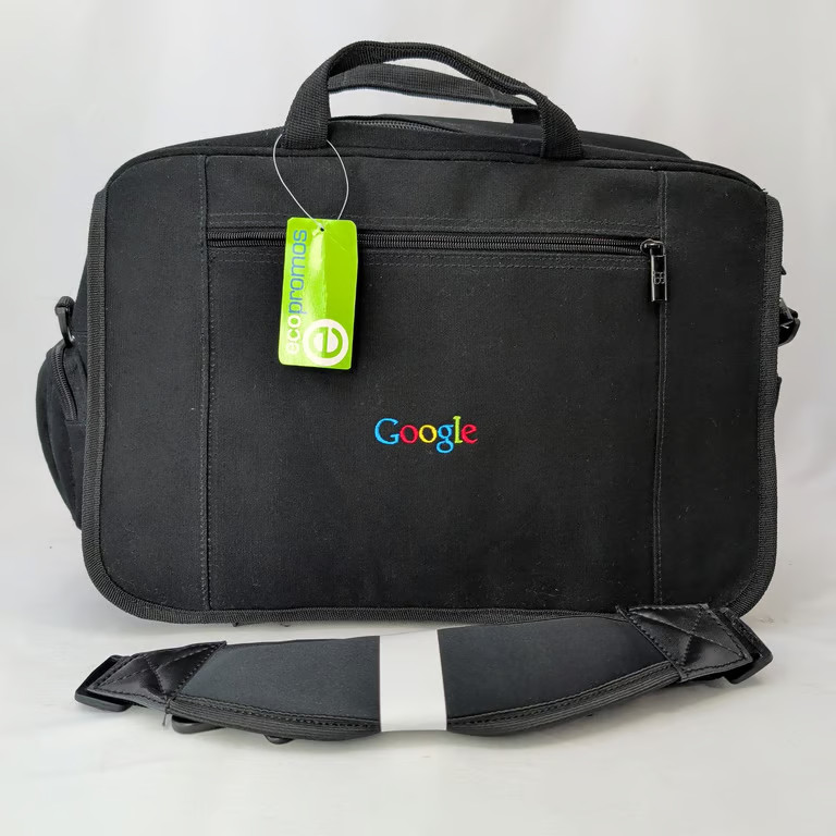 Google Laptop Bag Messenger Briefcase Black Embroidered Logo Promo New Polyester