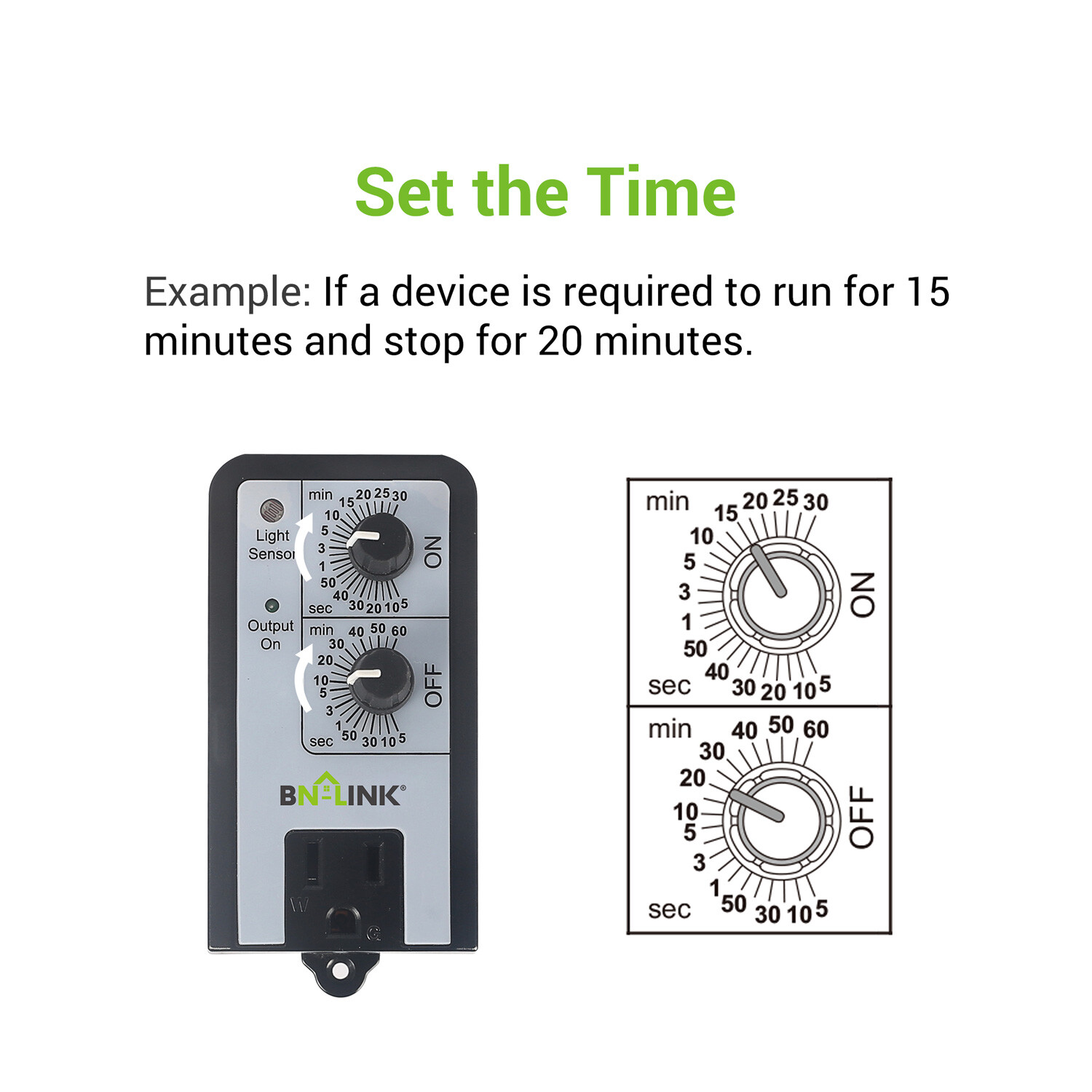 BN-LINK Mechanical Timer Repeatable W/ Light Sensor 24H ON OFF For Hydroponics