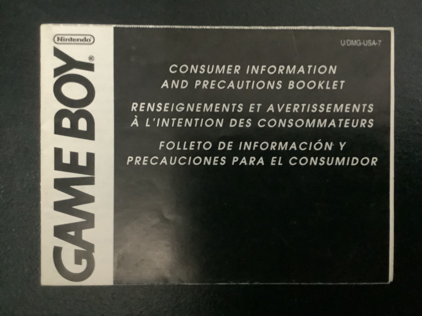 Gameboy Consumer Information Precautions Booklet U/DMG-USA-7 Manual Insert Only