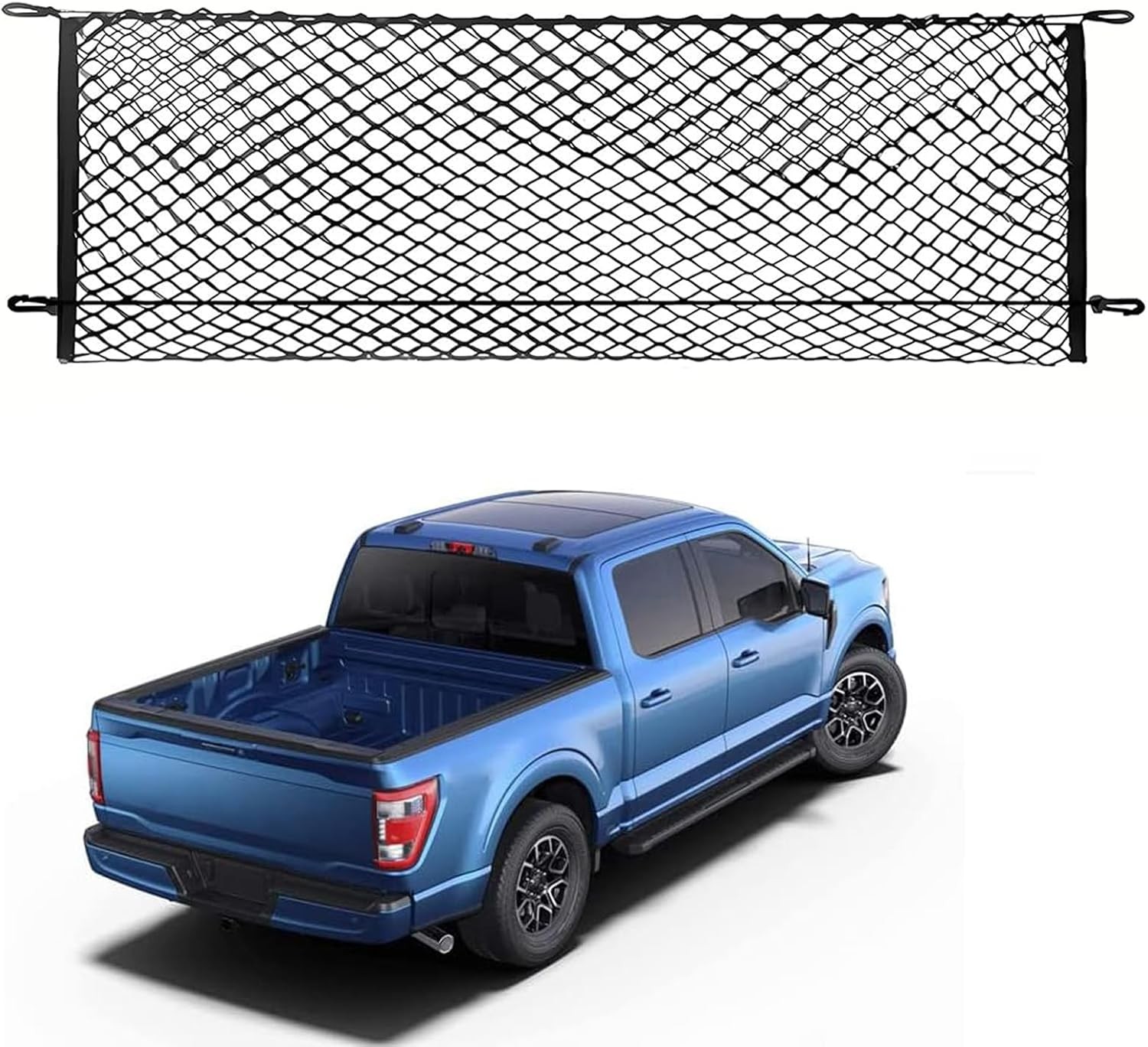 Bed Cargo Net Compatible with 2015-2025 Ford F150, F250, F350 Trucks, Black, Pol