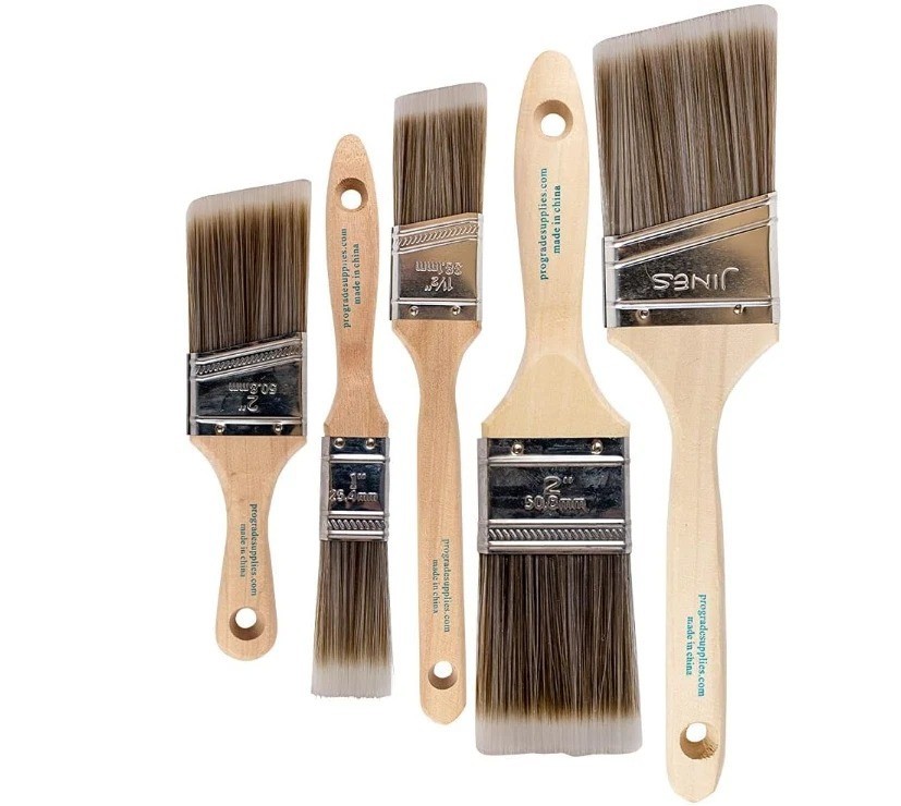 Pro Grade, Paint Brushes, 5-Piece, Paint Brush Set: Flat & Angle Brushes for ...