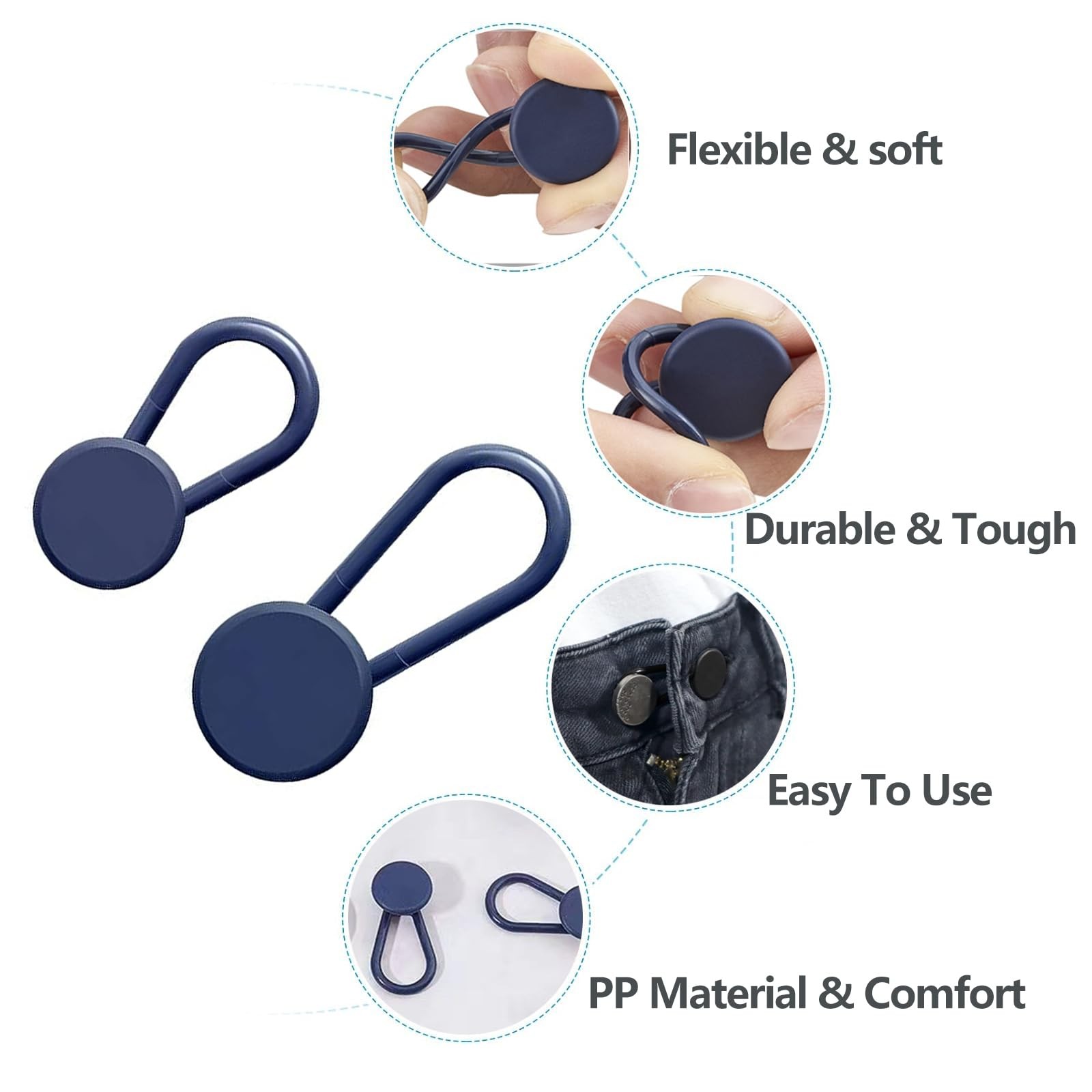 12PCS Button Extenders for Jeans, KAJUDA Pants Extender - Assorted