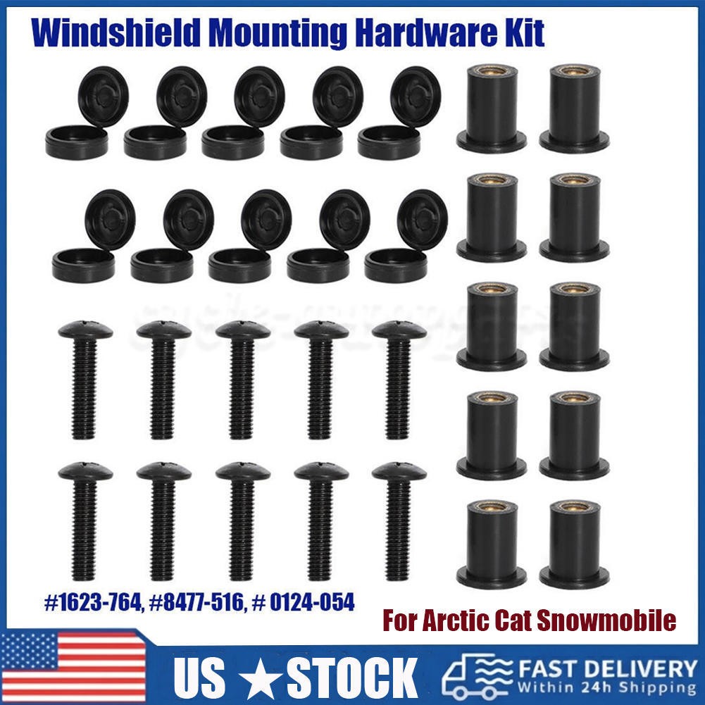 Windshield Mounting Screw Expansion Nuts Caps Kit For Arctic Cat Snowmobile