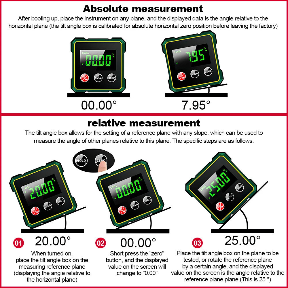 Digital Angle Finder with Electronic Laser - 4-side Strong Magnetic Angle Gauge~