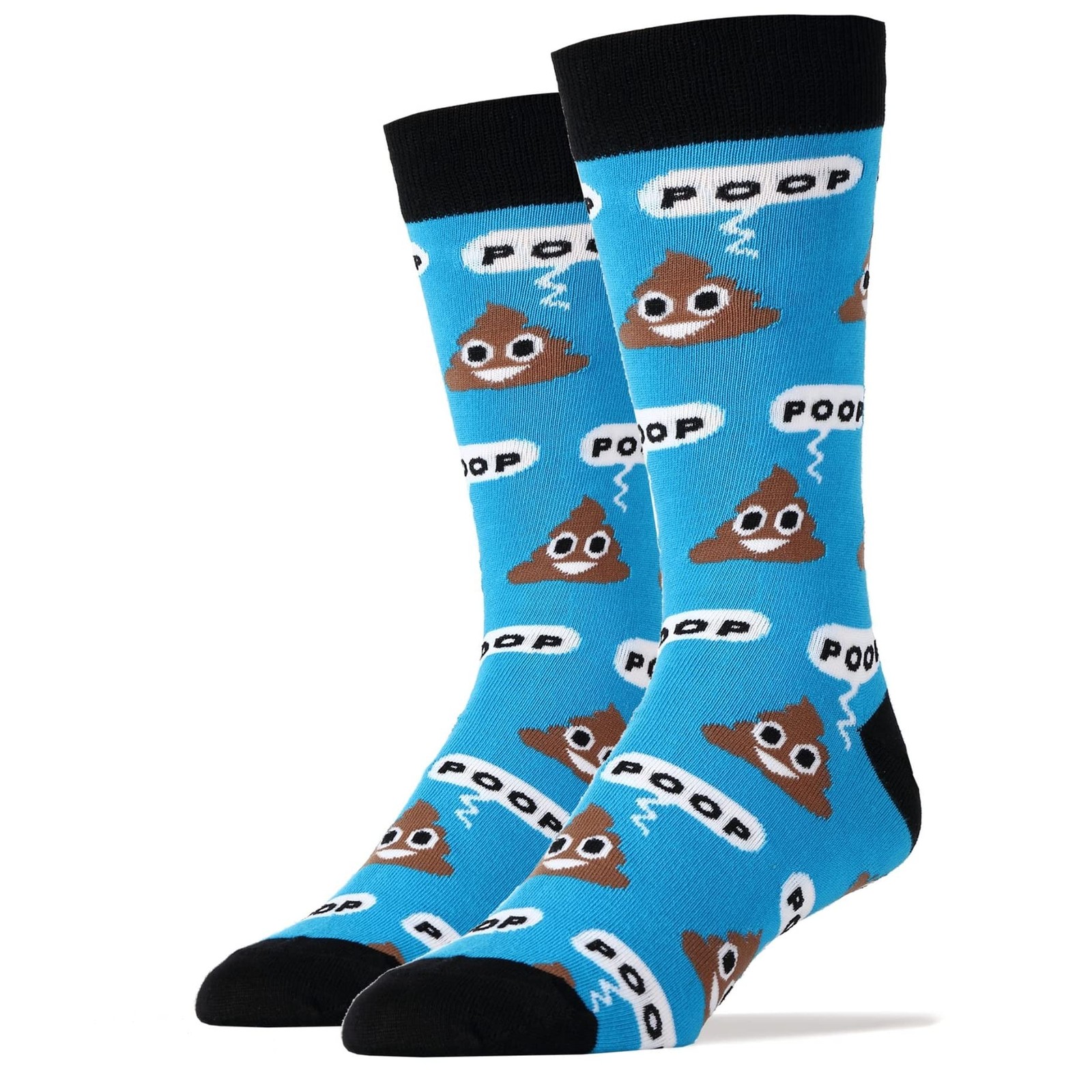 Oooh Yeah Men's Luxury Combed Cotton Crew Socks Blue Poop!