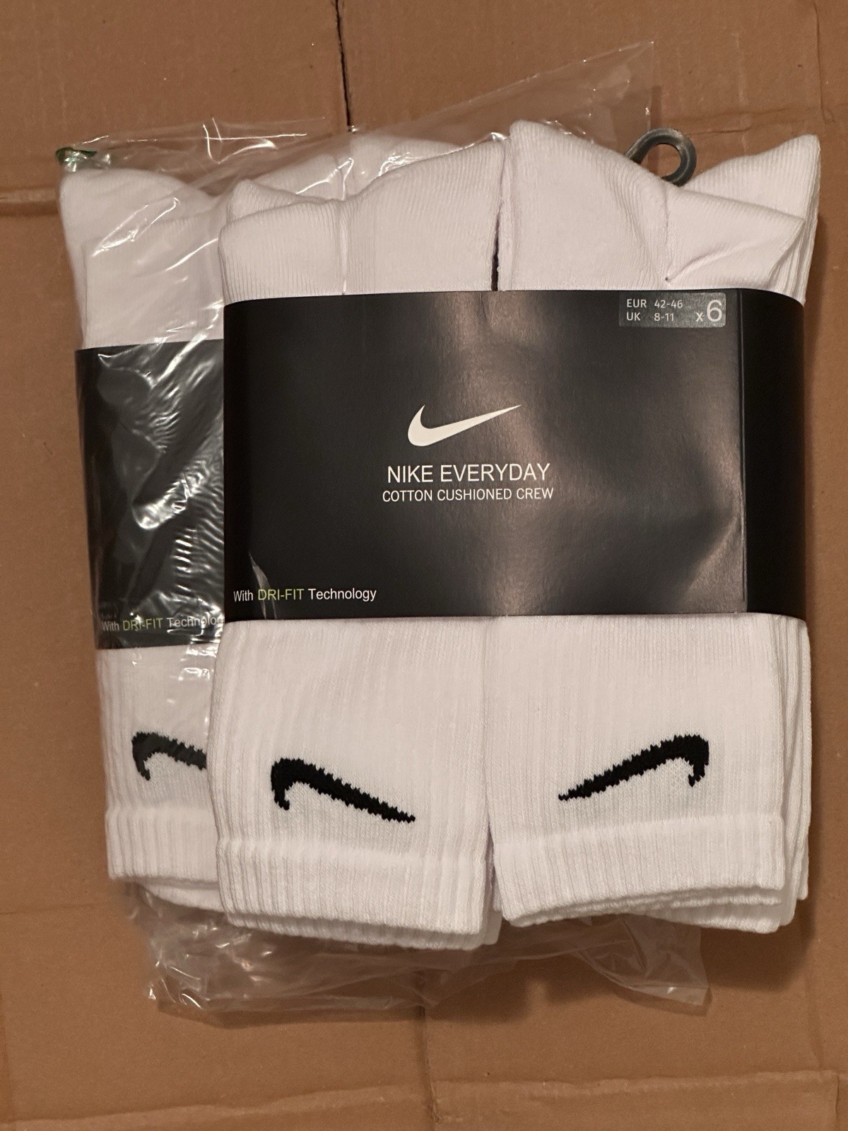 NIKE Everyday Training 2 pack - 6-pairs Crew Socks Large (8-12) White