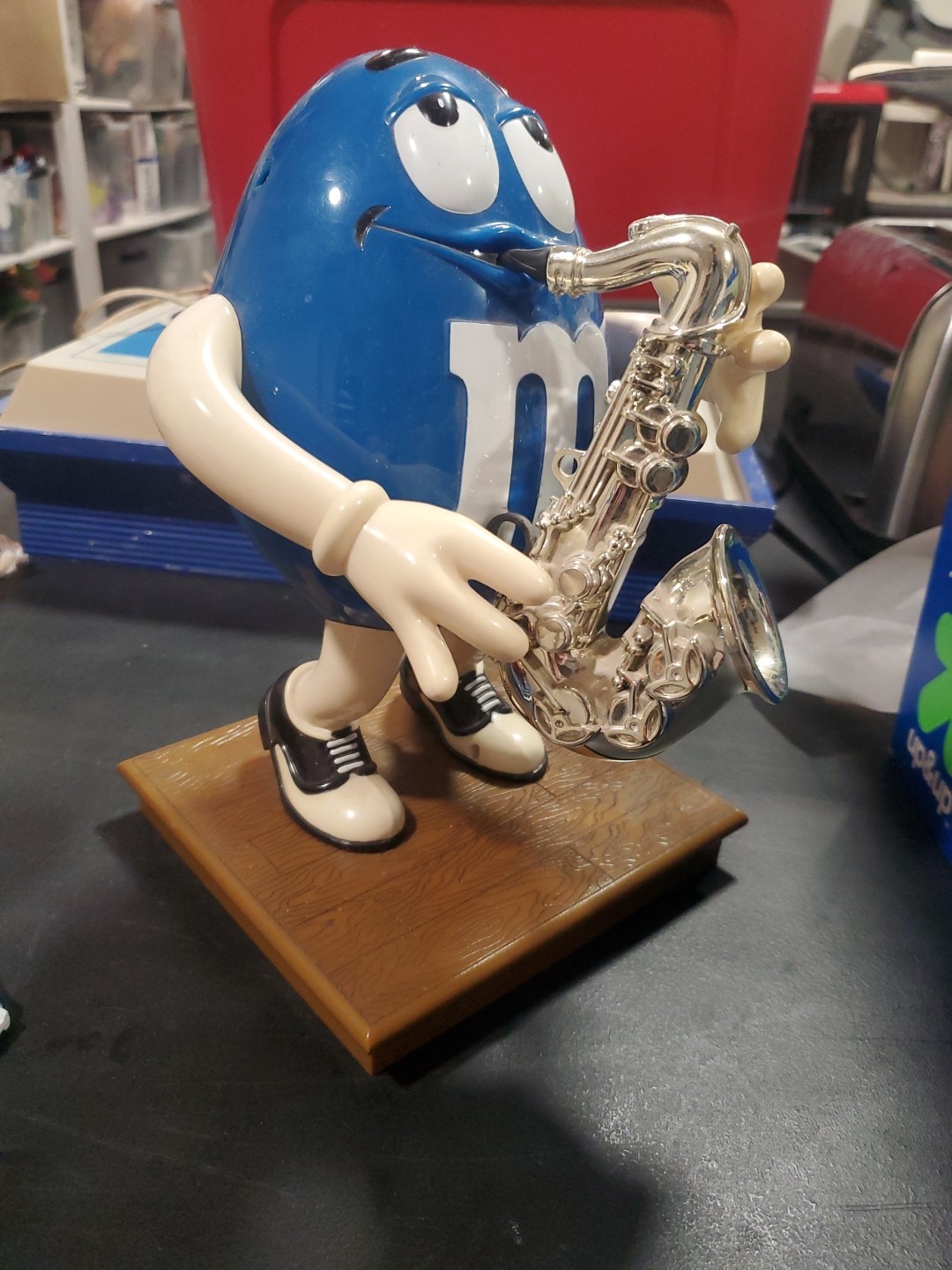 Blue M&M Peanut Saxophone Player "Blue's Café"  Candy Dispenser M&M