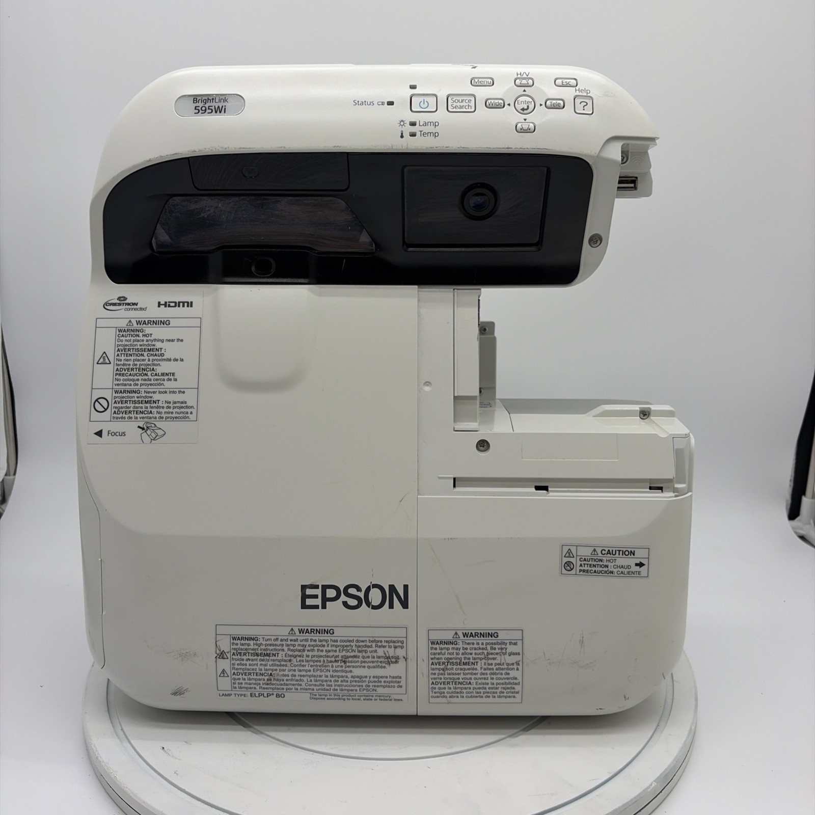 Used & Tested Epson BrightLink 595Wi H599A WXGA LCD Projector 339 Lamp Hours