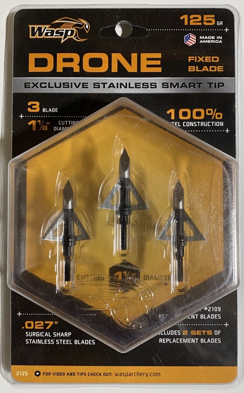 Wasp Archery Drone Broadheads 125 Grain 3 Blade 3 Pack Bowhunting Bear PSE Hoyt