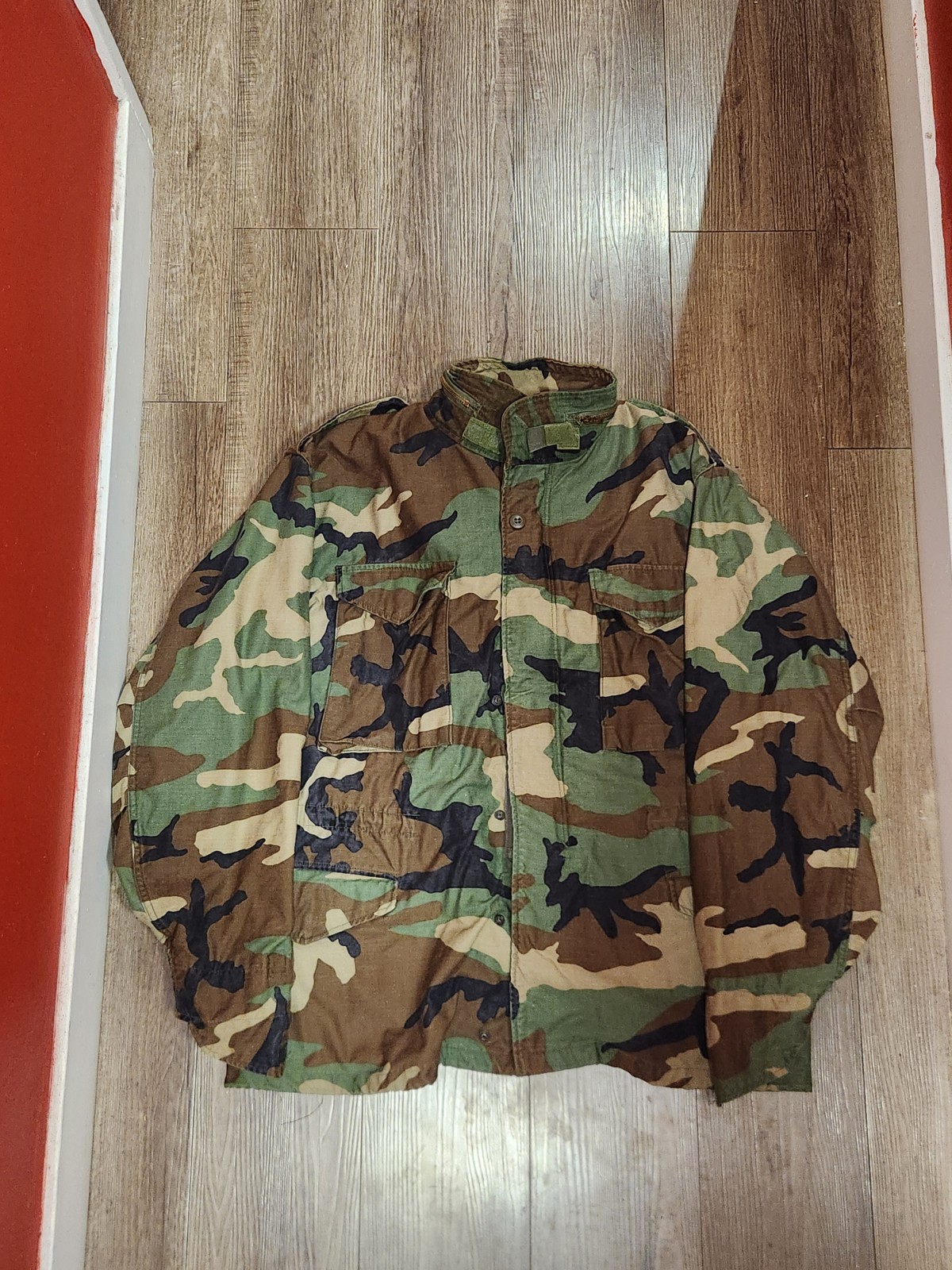 Vintage US Army M65 Field Jacket Woodland Camo Cold Weather MIL-SPEC L Reg