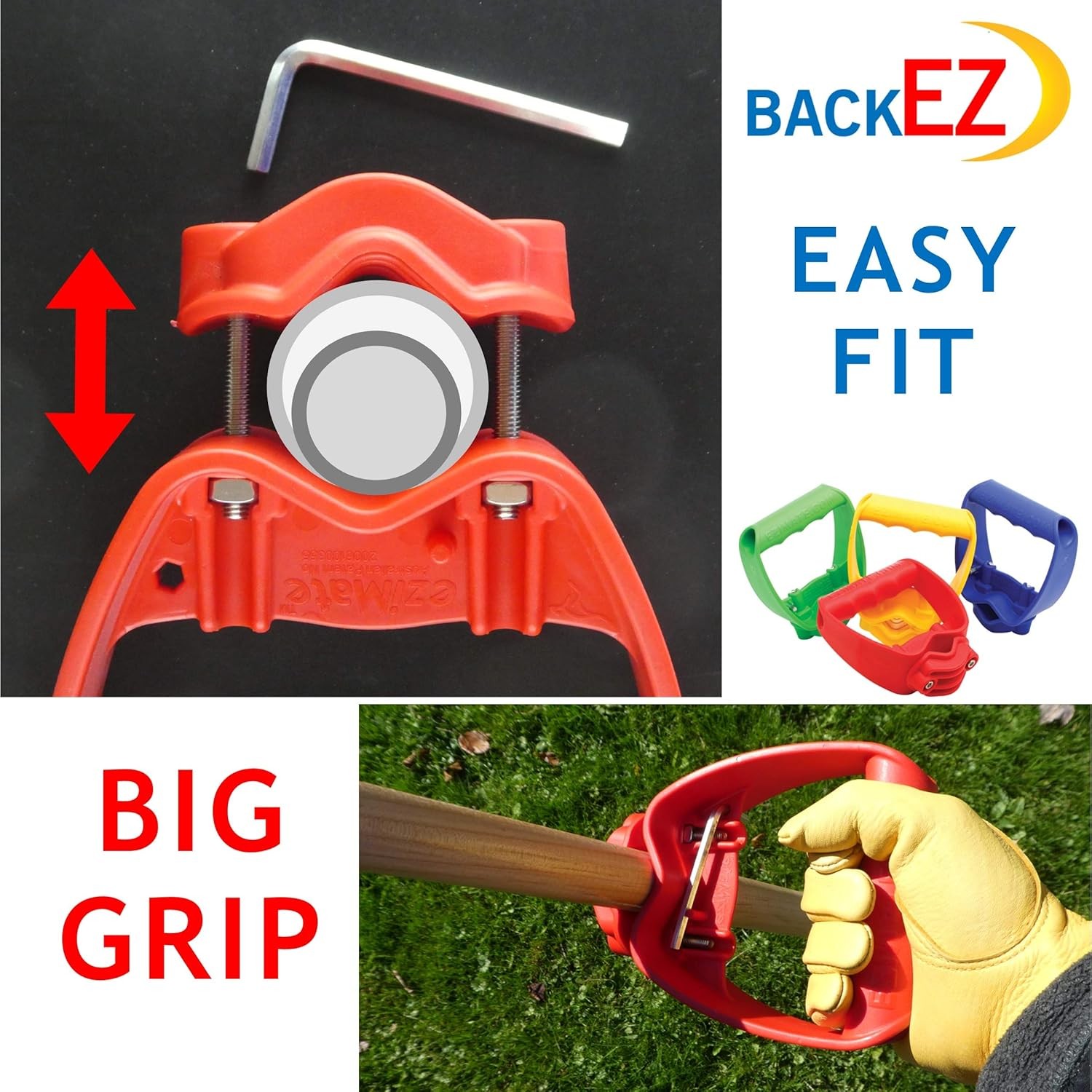 Back-Saving Tool Handle Attachment, EVR-Grip Upgrade, Labor-Saving Blue