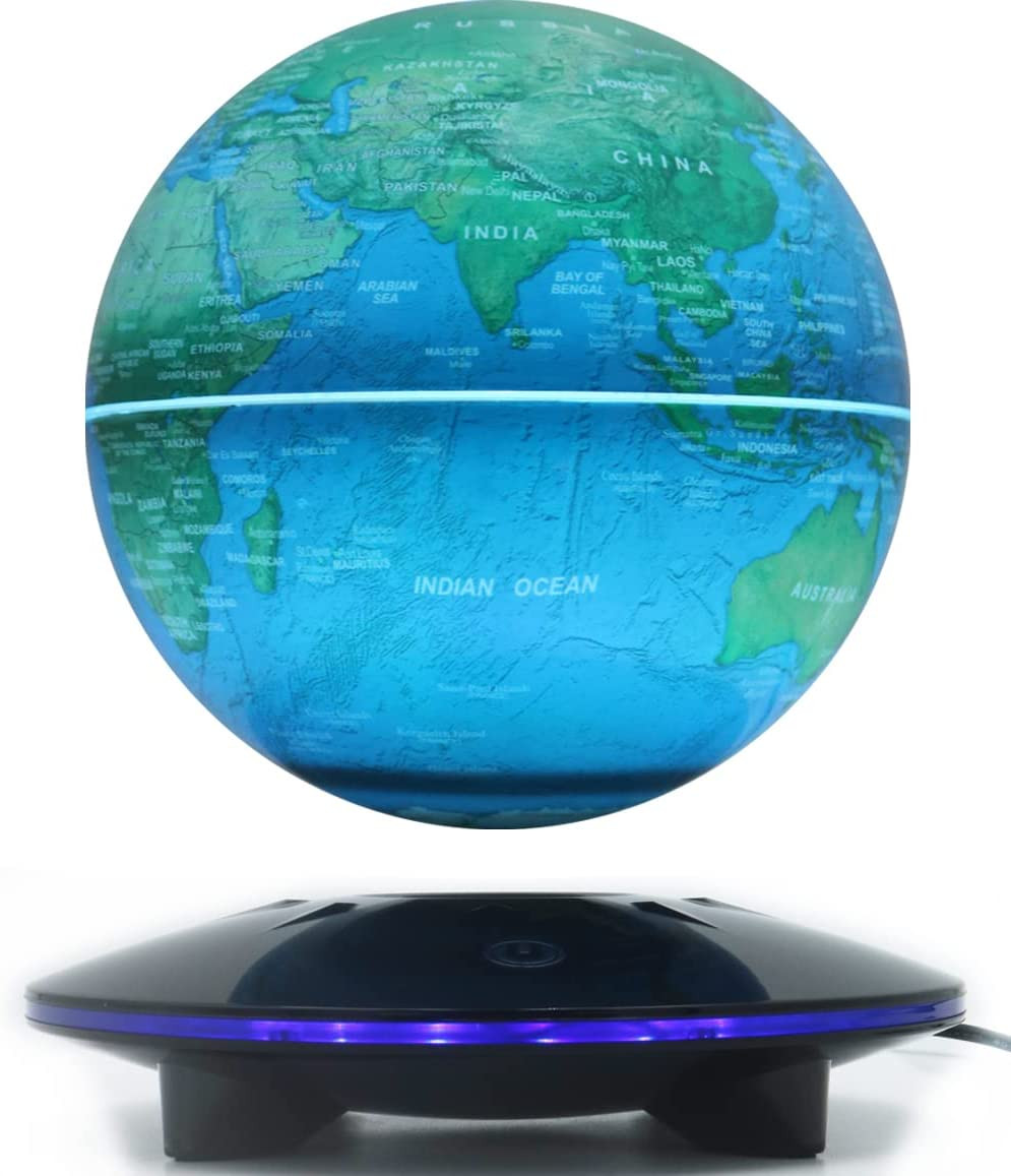 Magnetic Levitating Globe, 6 Inch LED Levitation Floating World Map Globe, Auto
