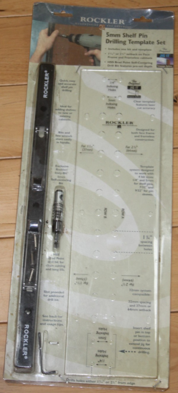 ROCKLER 5MM OR  1/4" SHELF PIN DRILLING TEMPLATE SET KIT CABINET JIG NEW