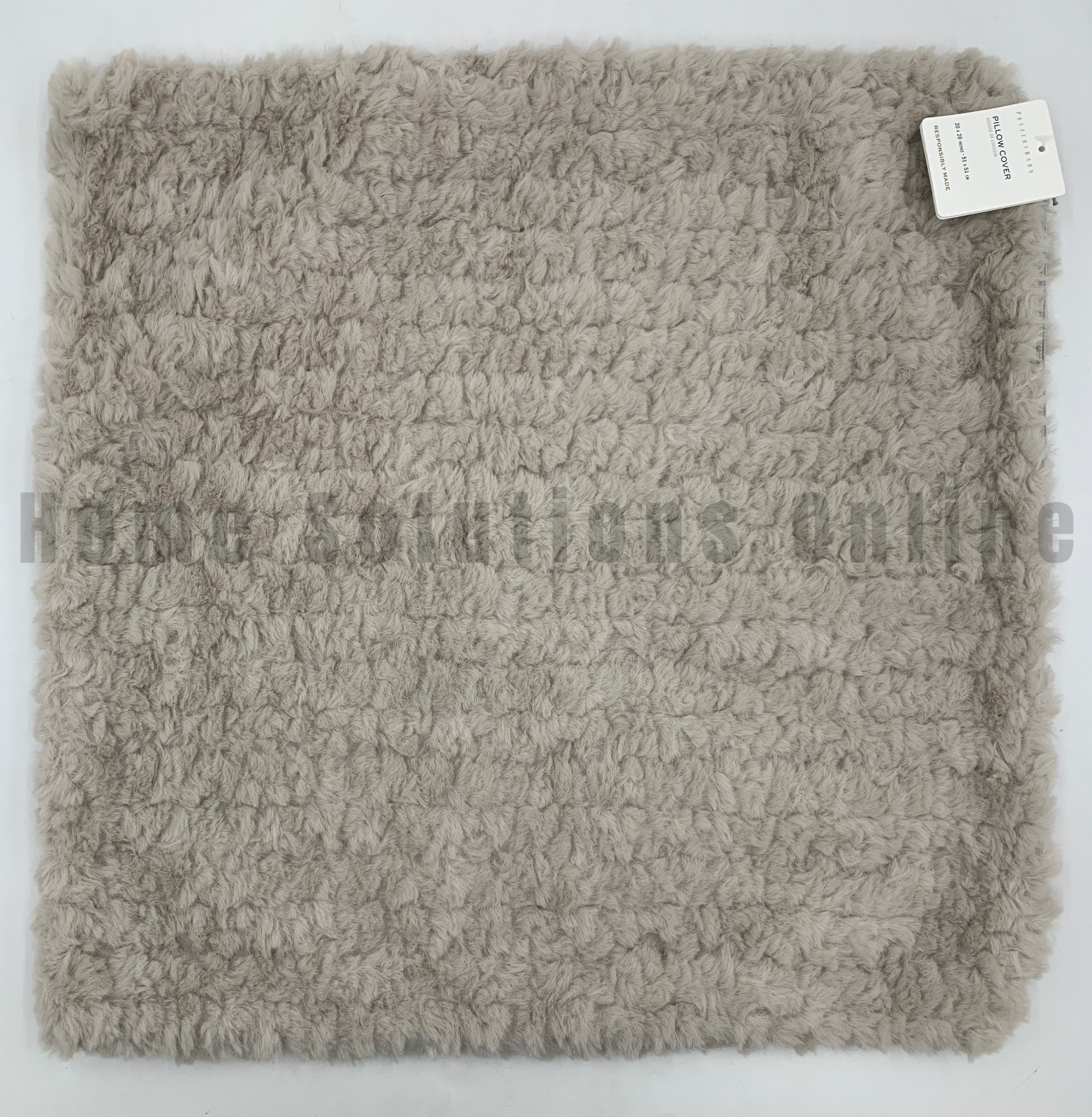 Pottery Barn Diamond Ridge Faux Fur Pillow Cover Light Mushroom 20" #J4035