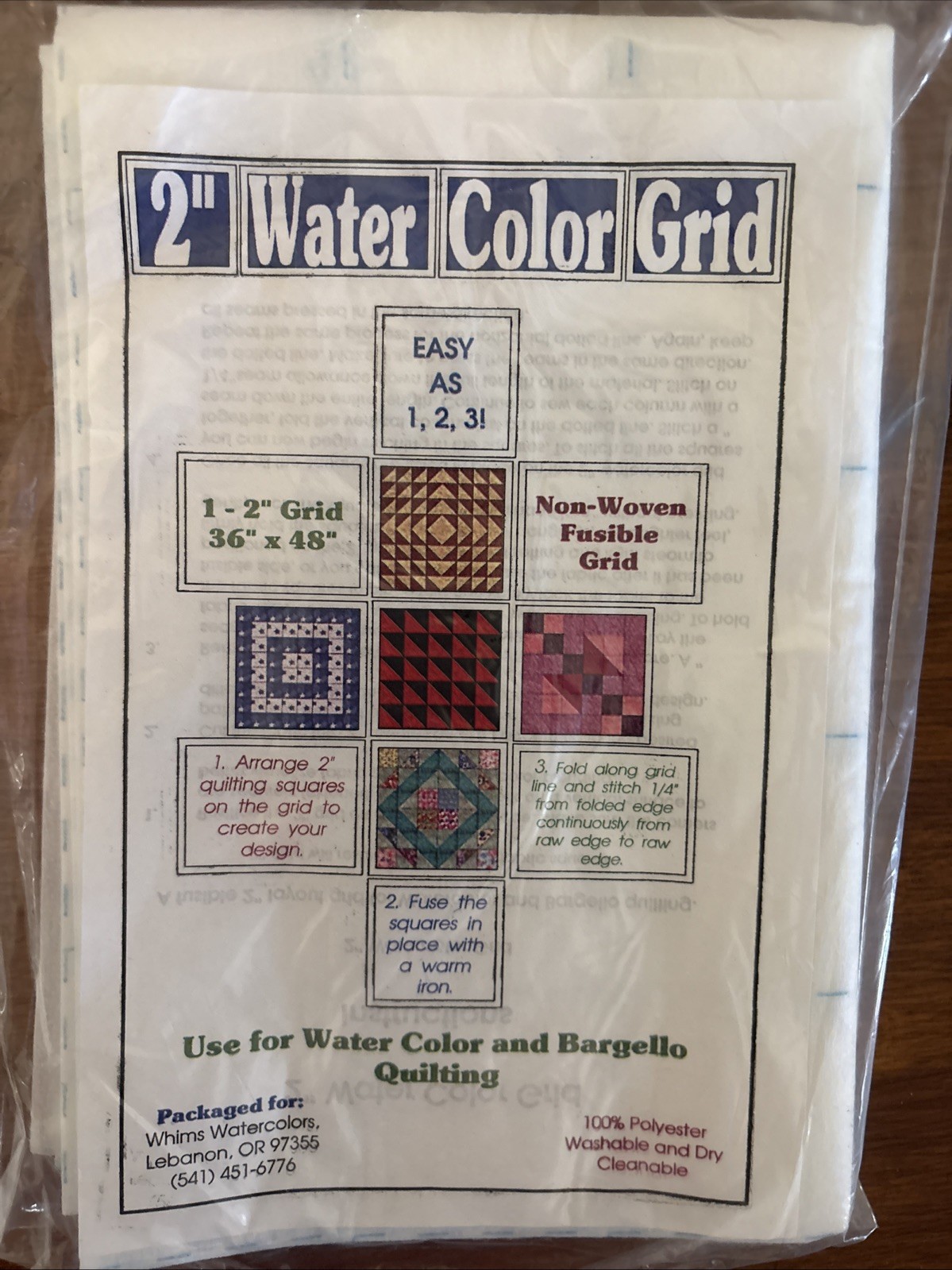 Whims Quilt Fuse Fusible Non-Woven Layout Grid-48"X36"-2in squares- MIP