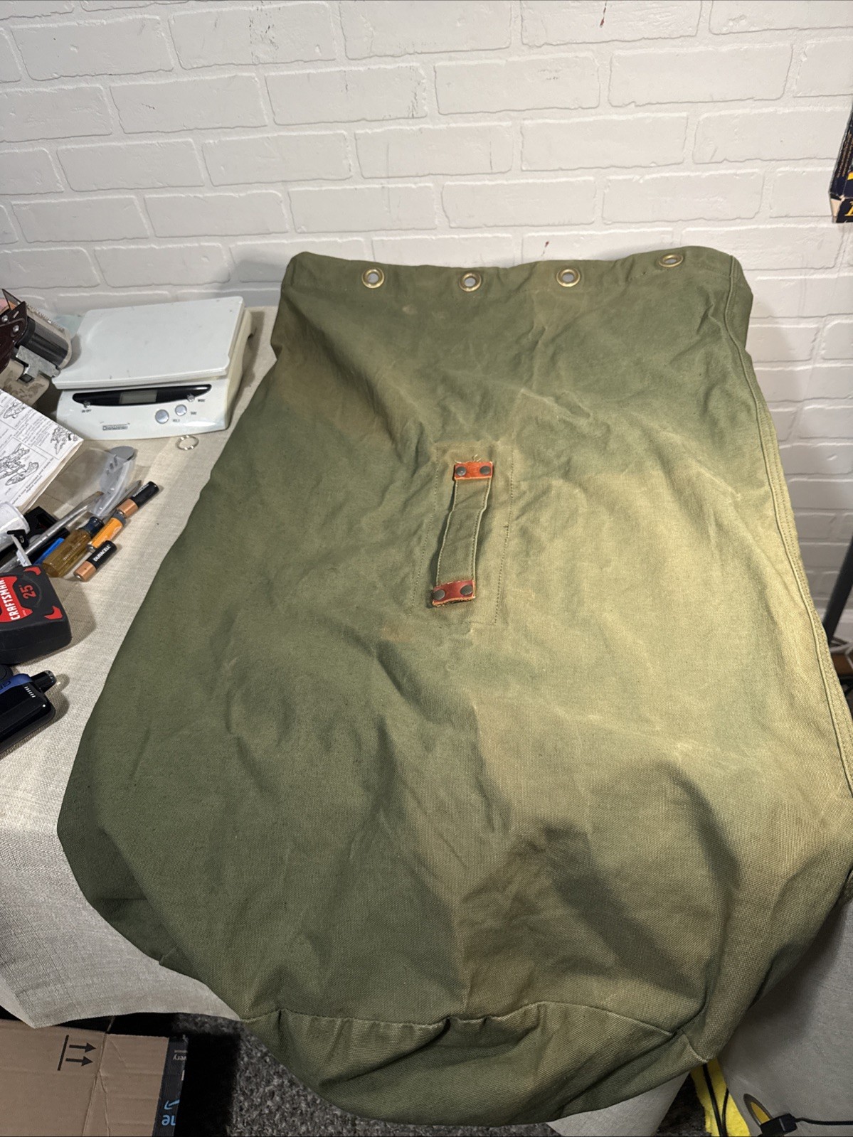 Vintage Military Kumfort Duffel Bag Green Canvas Made in USA Orono, Maine