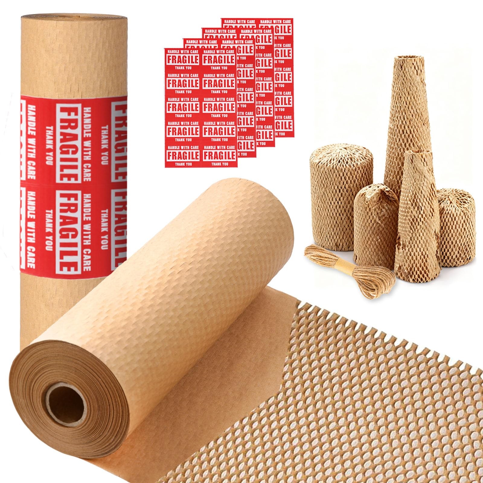 12 Inch x 60Ft Honeycomb Packing Paper Cushioned Wrap for Moving Shipping