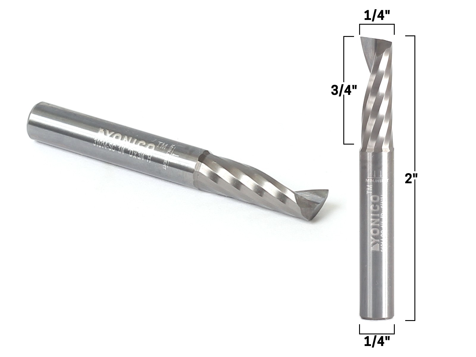 1/4" Diameter O Flute Upcut End Mill CNC Router Bit 1/4" Shank - Yonico 31014-SC