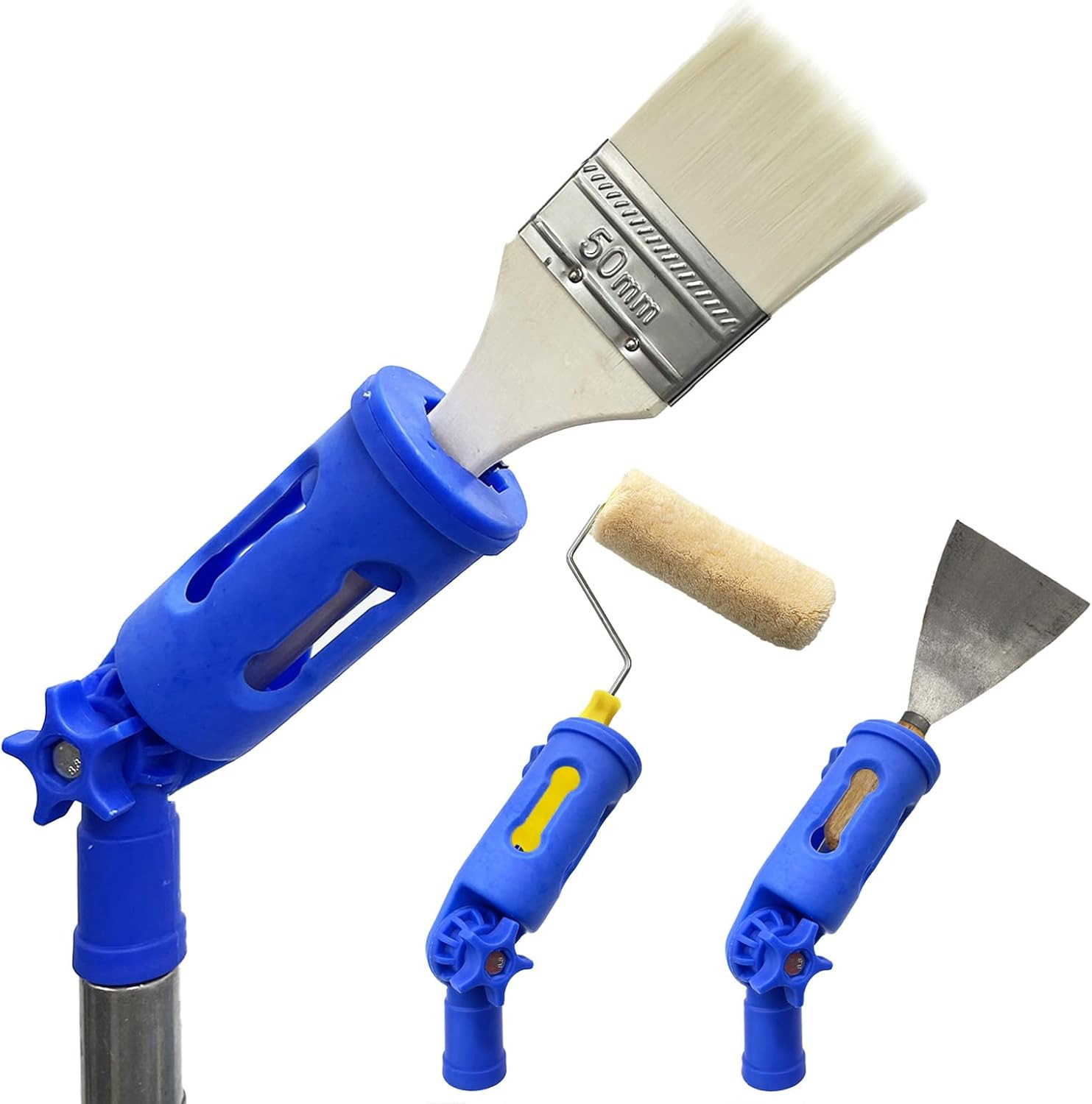 Paint Brush Roller Extender Tool 160° Rotating Head High Ceiling Corner Blue