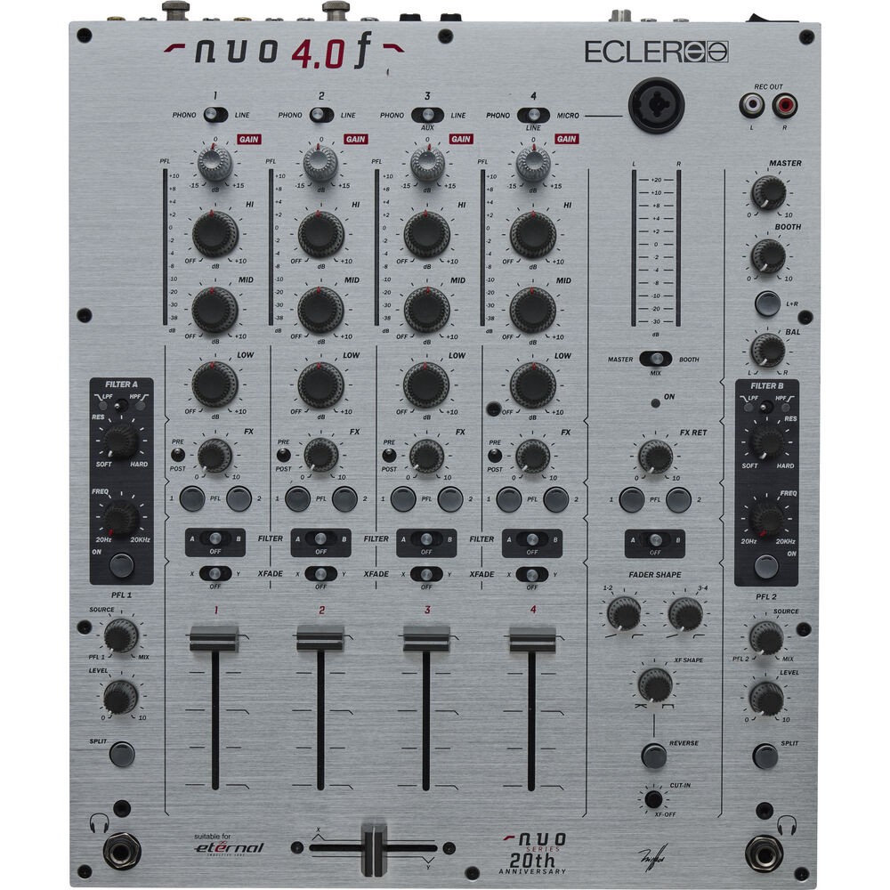 Ecler NUO4.0F Professional 4-Channel DJ Mixer (Silver)