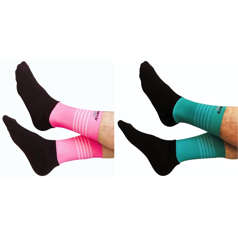 2 Pairs Cycling Socks Pro Road Bicycle Riding Bike Sports Ankle Socks Pink Green