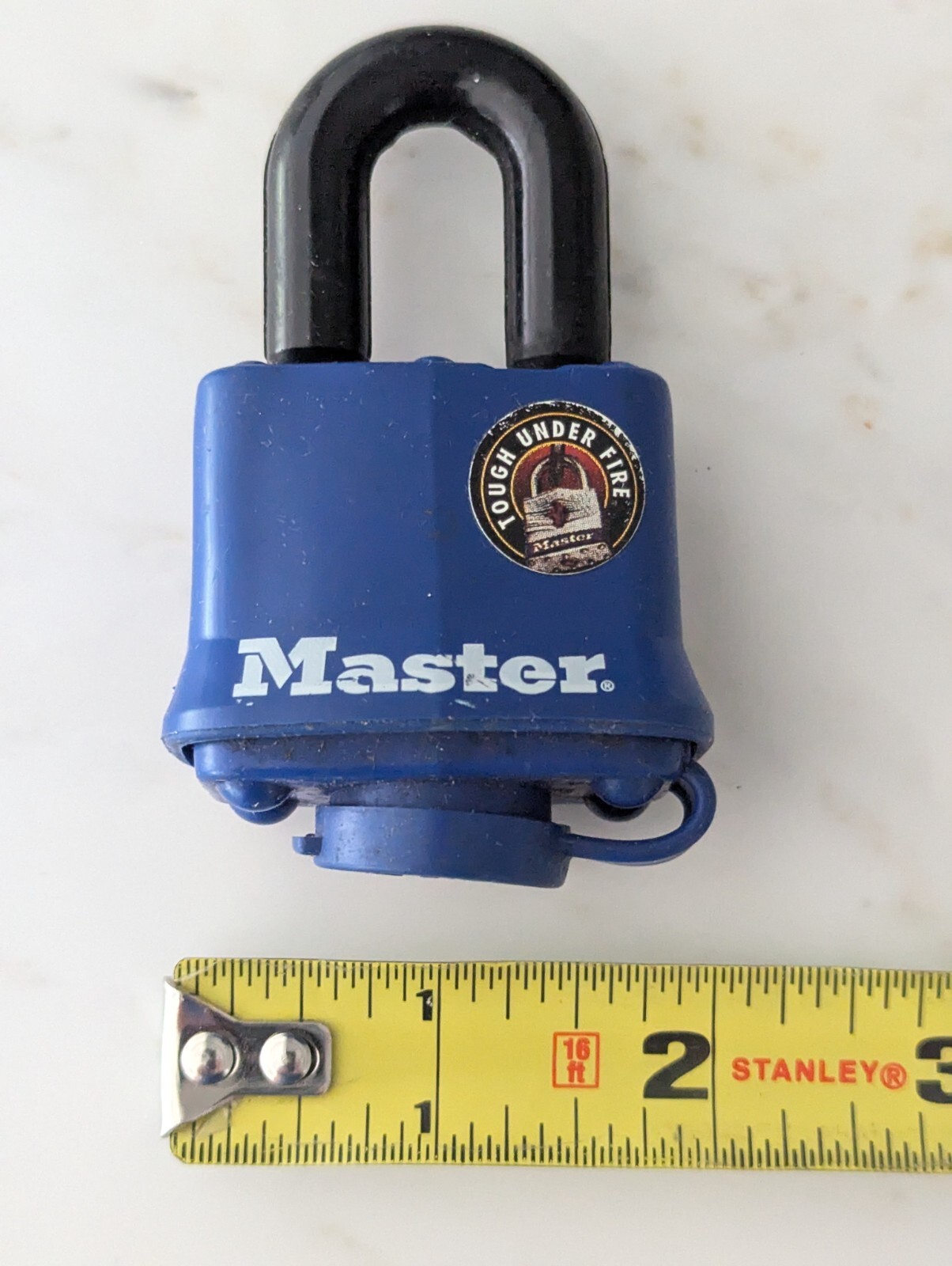 Master Lock Tough Under Fire Rubber Coated Pad Lock w/1 Key (NOS)