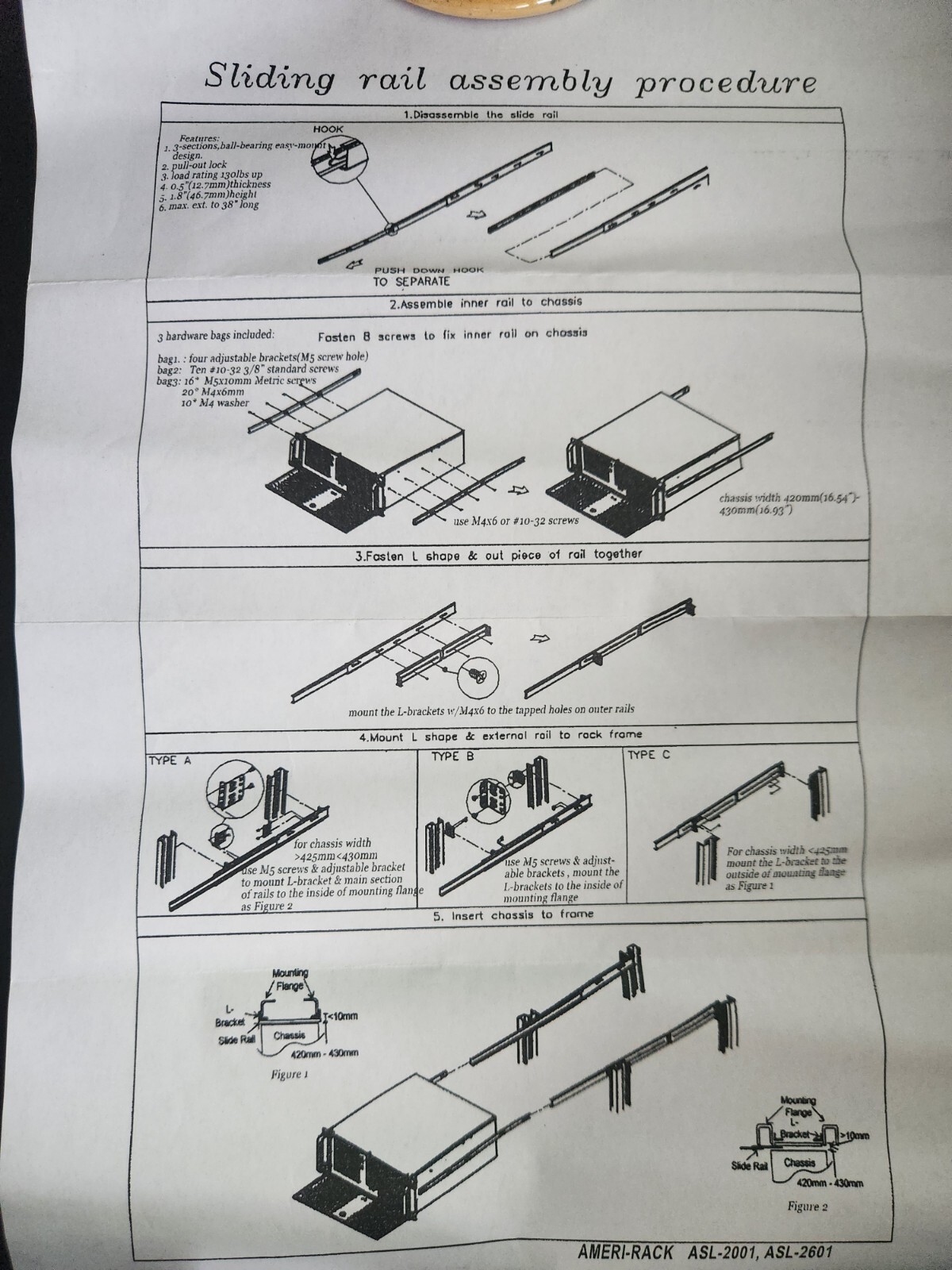 AMERI-RACK ASL-2601 / ASL2601 (NEW IN BOX)