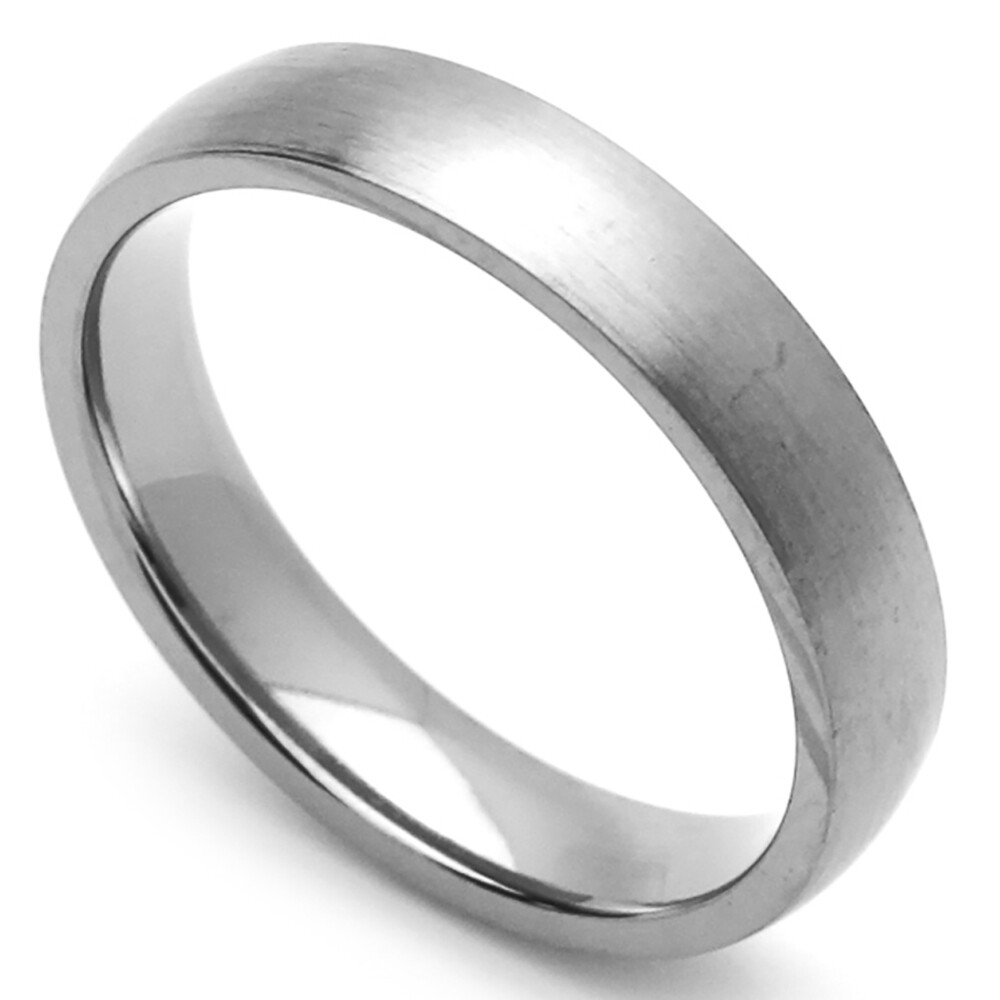 Men Fashion 4MM Comfort Fit Stainless Steel Band Satin Classic Domed Ring