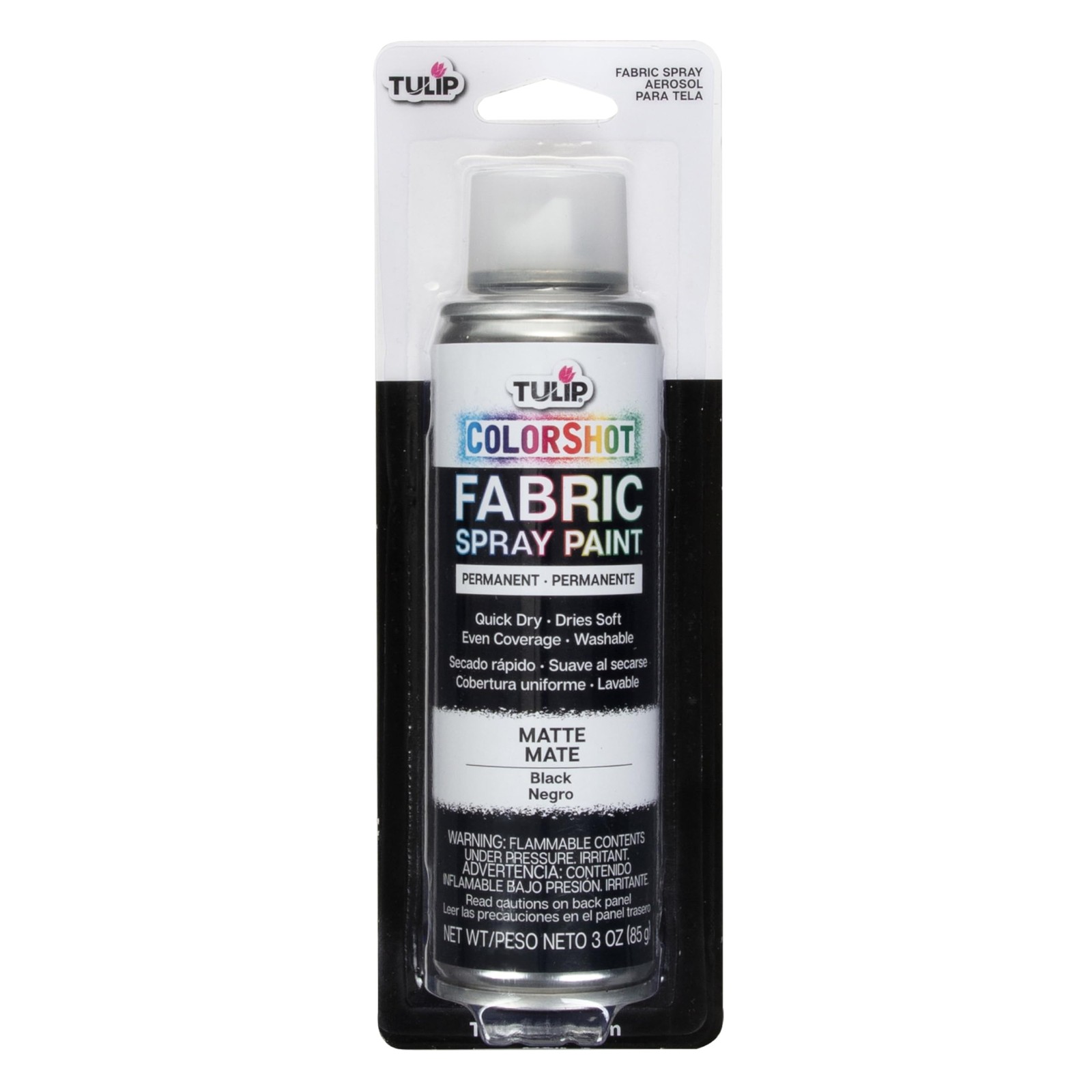 Tulip ColorShot Instant Fabric Spray Paint, 3 Ounce (Pack of 1), Black