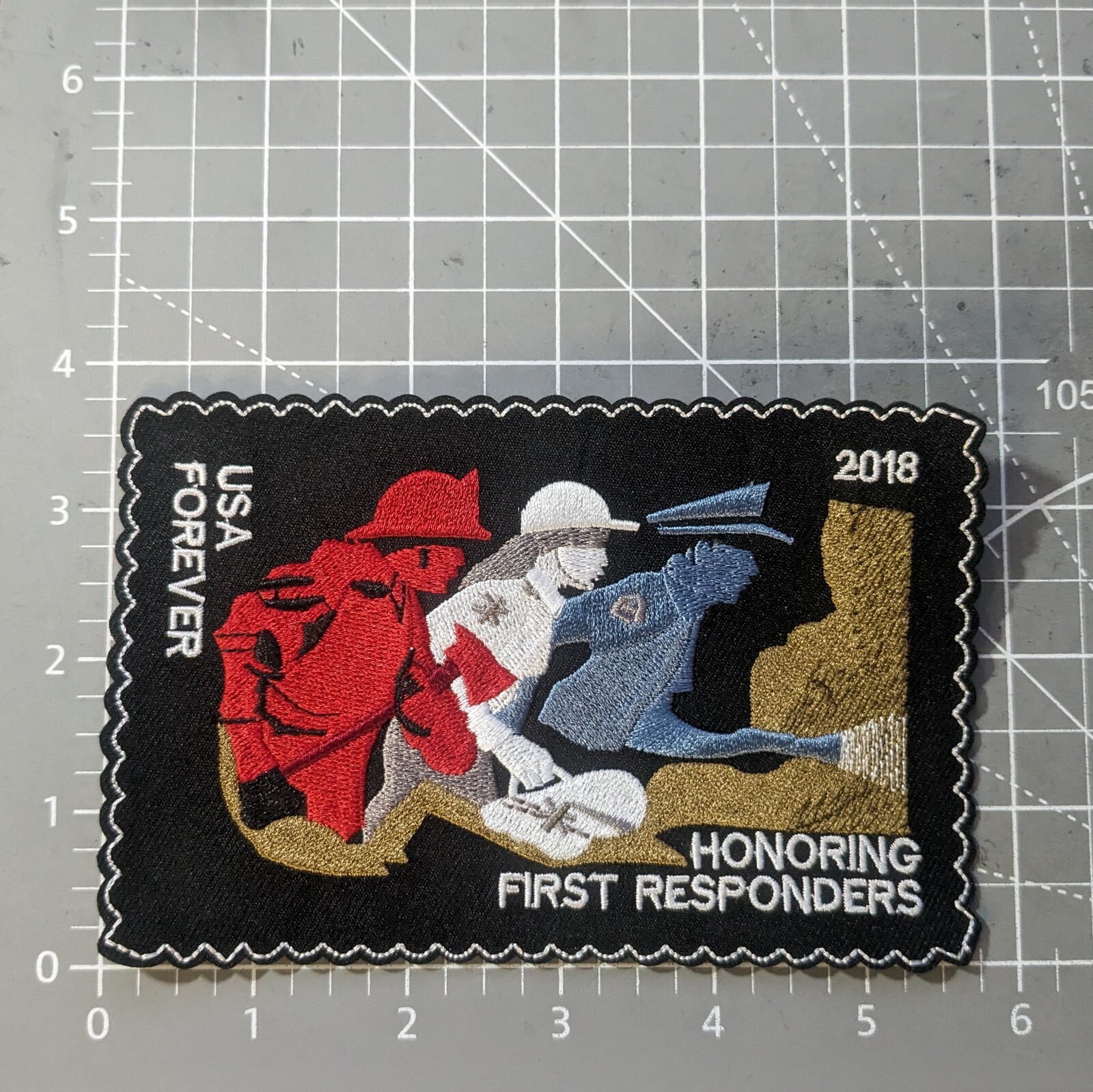 Honoring First Responders Patch USA Forever Embroidered Iron Patch 3.75x5.5"