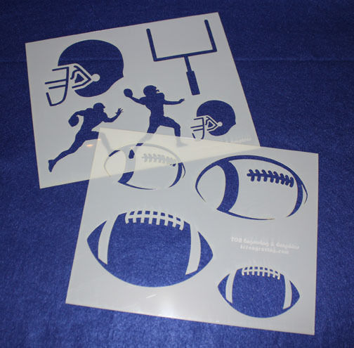 2 Pc Set -Mylar 14 Mil Football Stencils Painting/Crafts/Stencil/Template