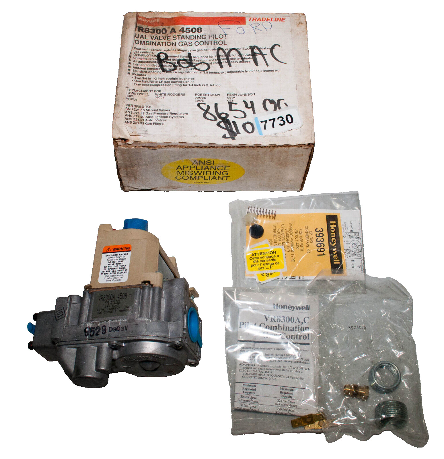 Honeywell VR8300A4508 Dual Valve Standing Pilot Combination Gas Control
