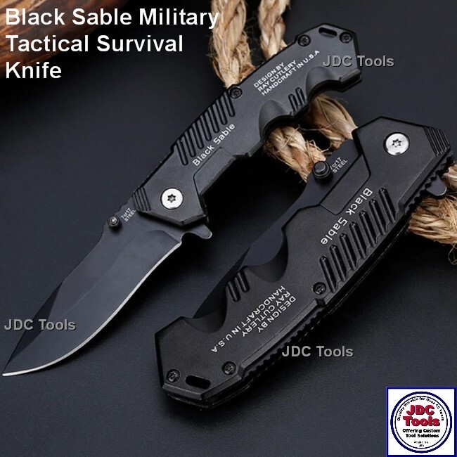 Outdoor Folding Pocket Tactical Survival Knife - BLACK SABLE - USA SHIPPING