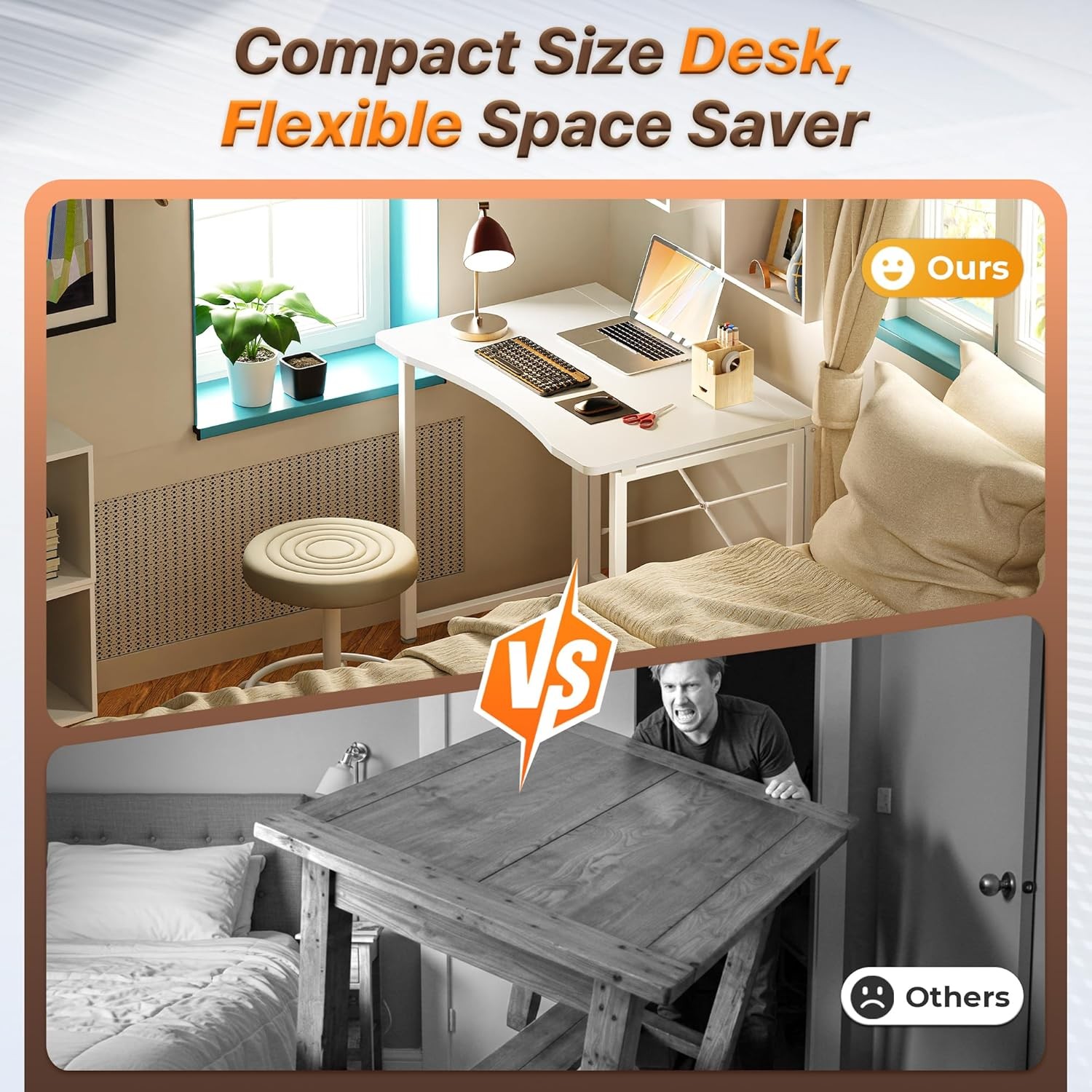 Folding Desk Small Spaces 31.5 Inch Foldable Computer Table Home Office Study
