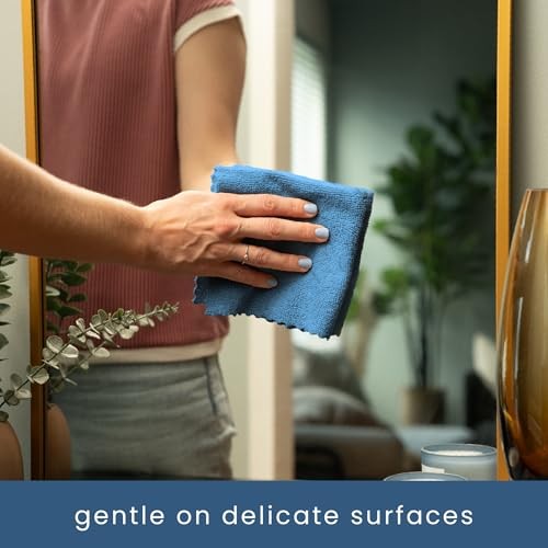 50 Pack Microfiber Cleaning Cloth with Box, Bulk Towels for Home, Blue