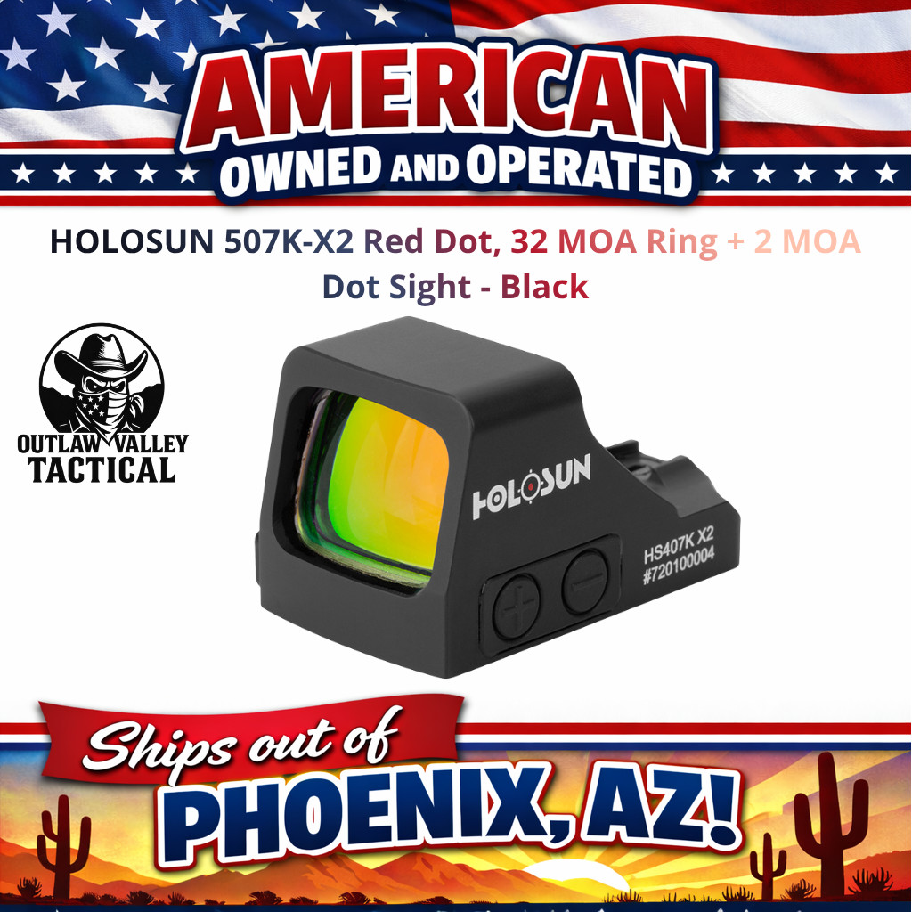 HOLOSUN 507K-X2 Red Dot, 32 MOA Ring + 2 MOA Dot Sight - Black