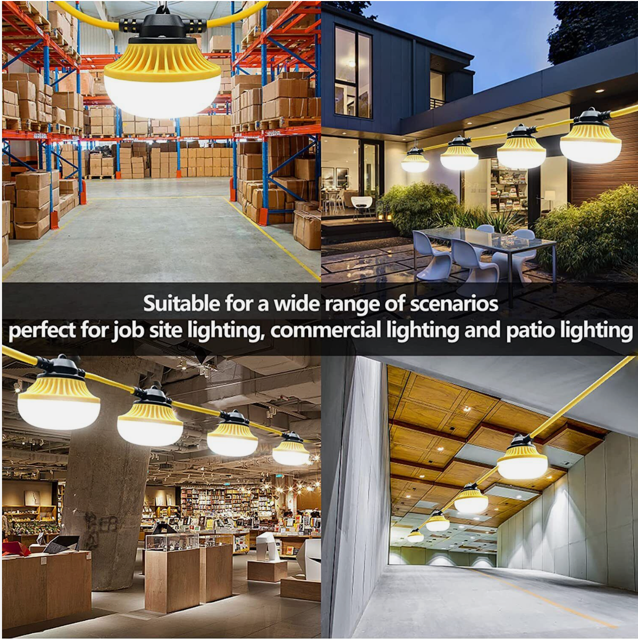 50FT 7000Lumen LED Temporary Construction String Work Lights MAX to 16 sets