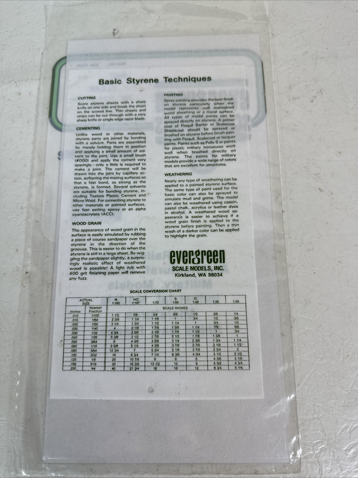 Evergreen Scale Models Clear Sheet .015 EVG9007 Plastic Building 2 Sheets 6X12”
