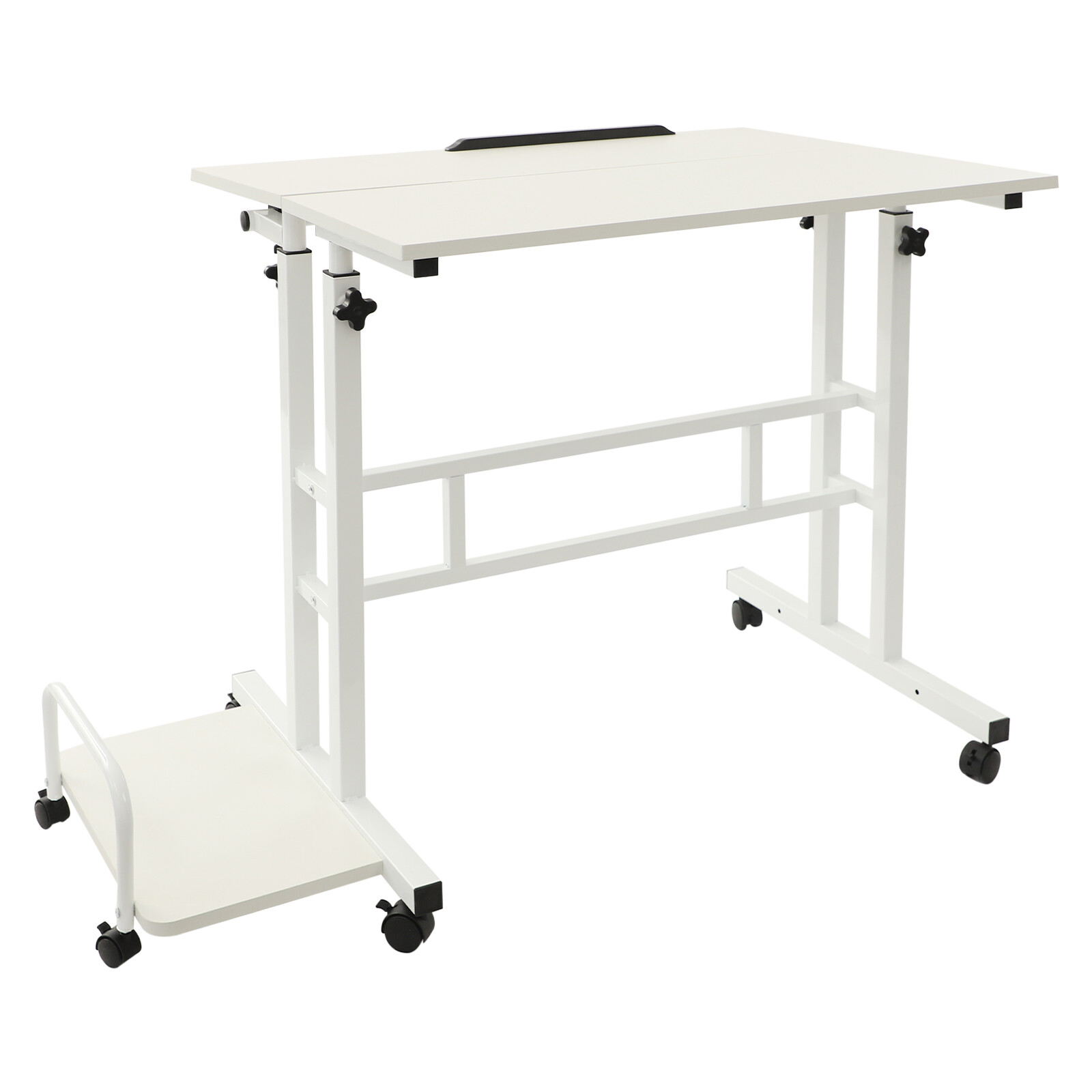 White Computer Desk, Multi Functional Foldable Desk, Adjustable Computer Table